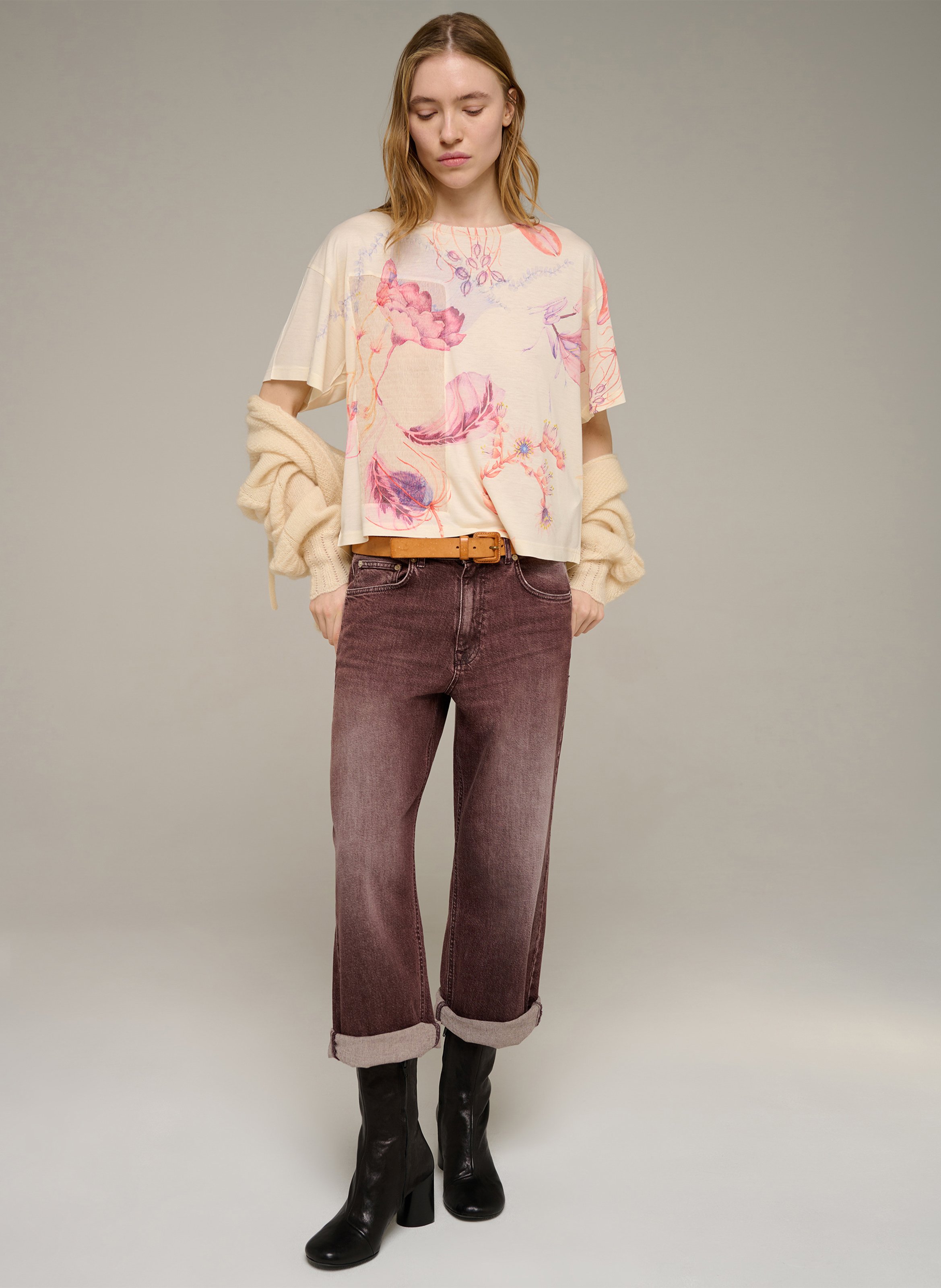Round-neck T-shirt COTELAC Beige