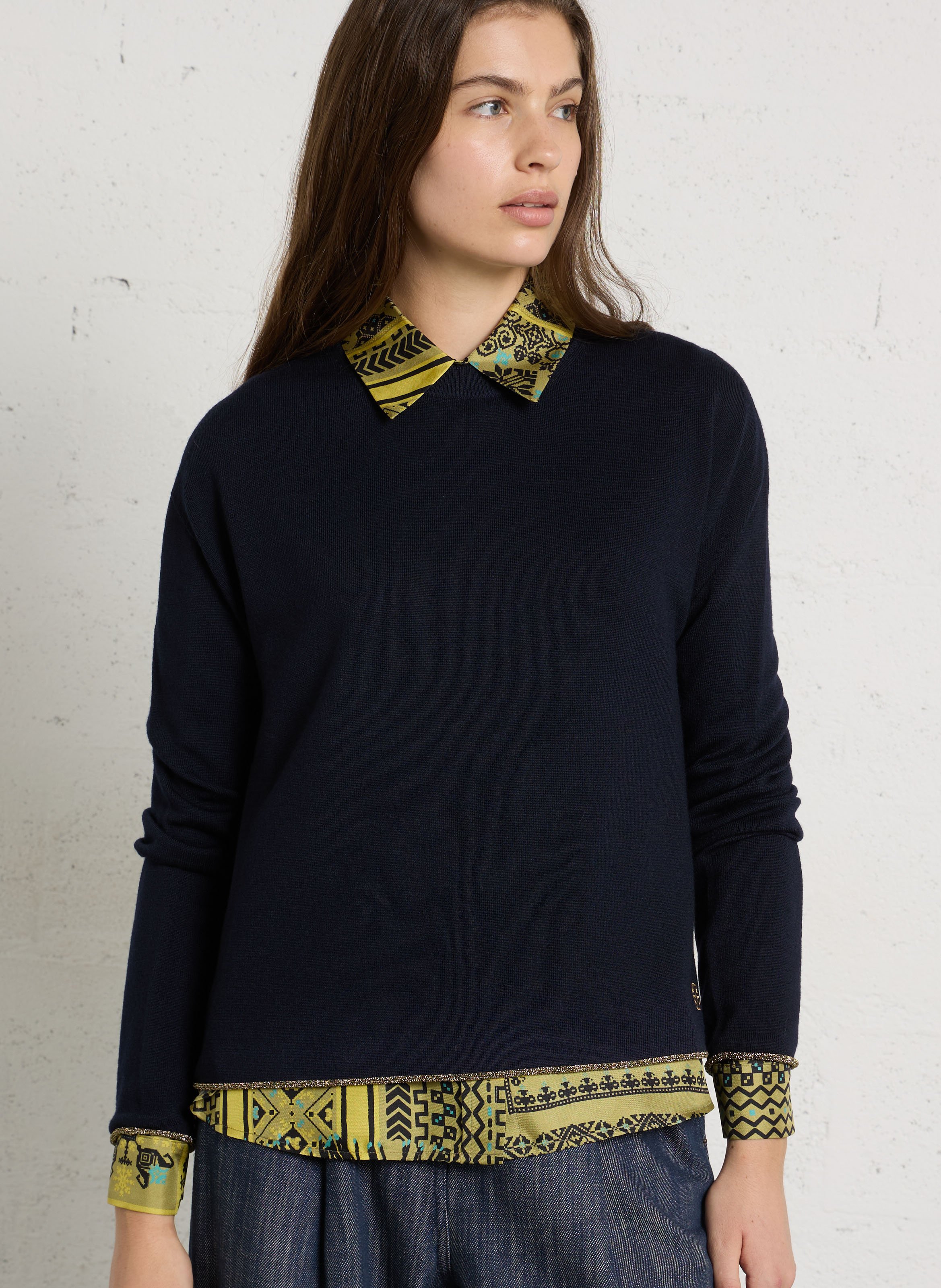 Round-neck wool sweater MOMONI Blue