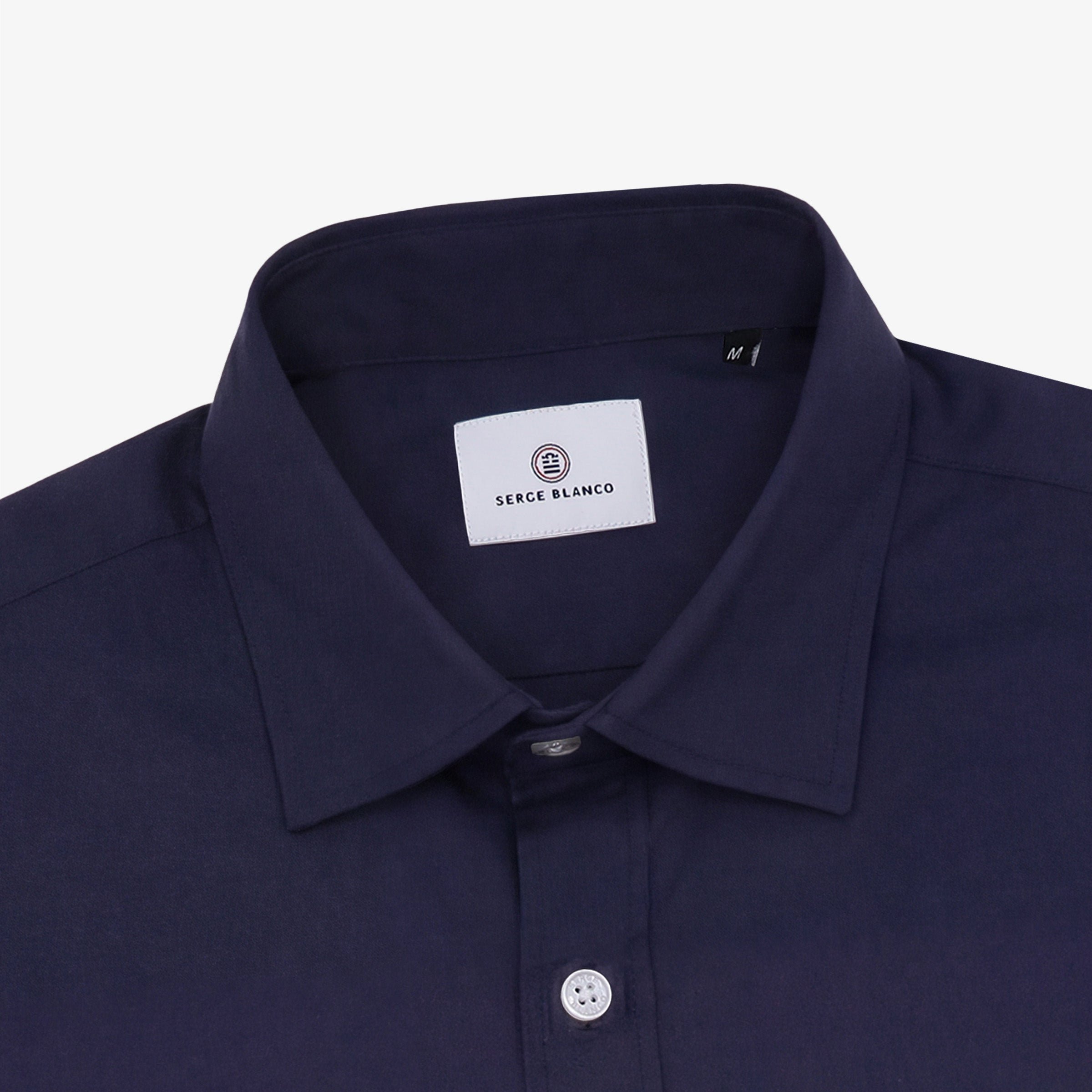 Chemises manches longues en coton avec poche poitrine bleu marine SERGE BLANCO Bleu