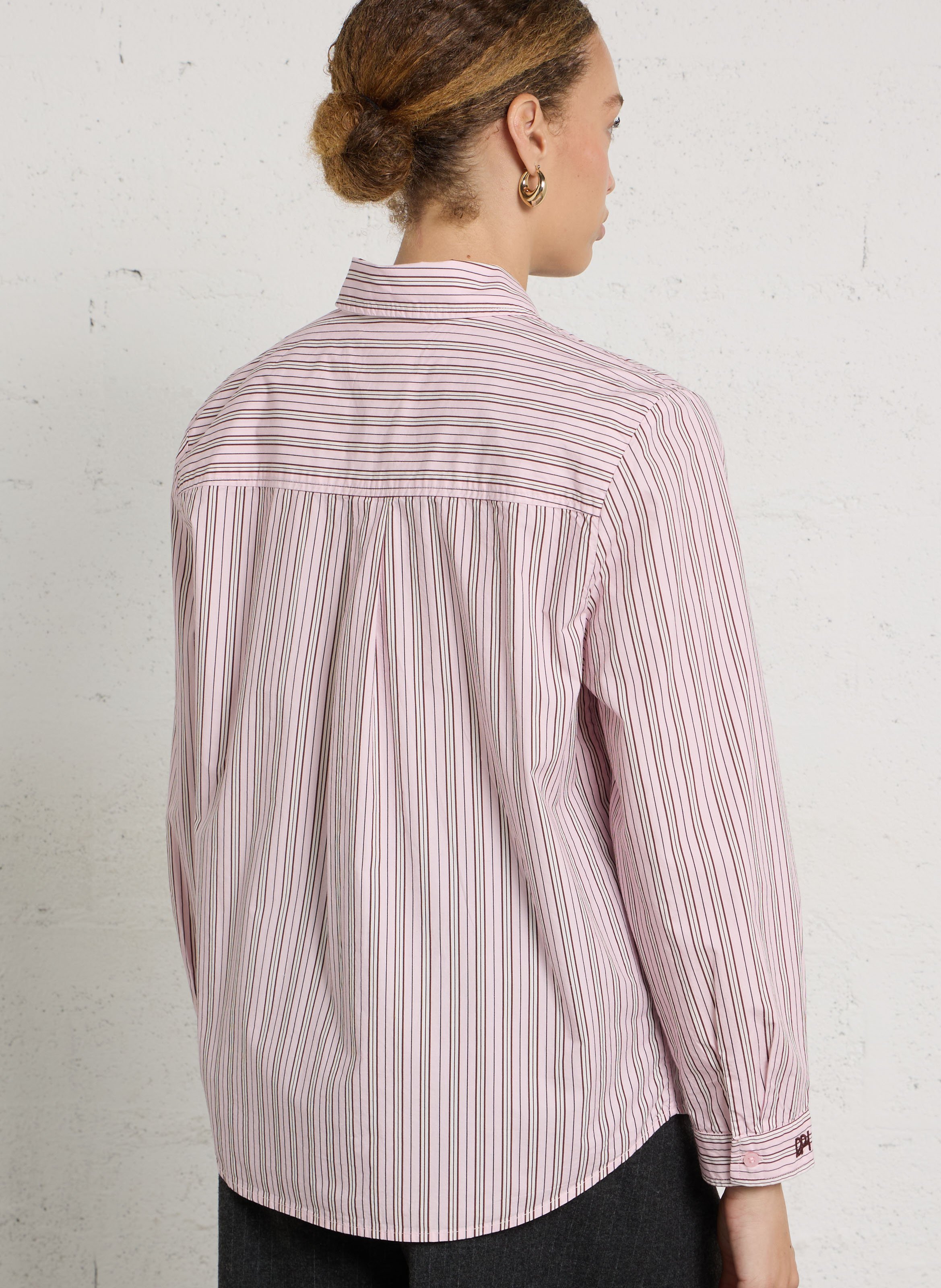 Chemise droite rayée en coton DES PETITS HAUTS Multicolore