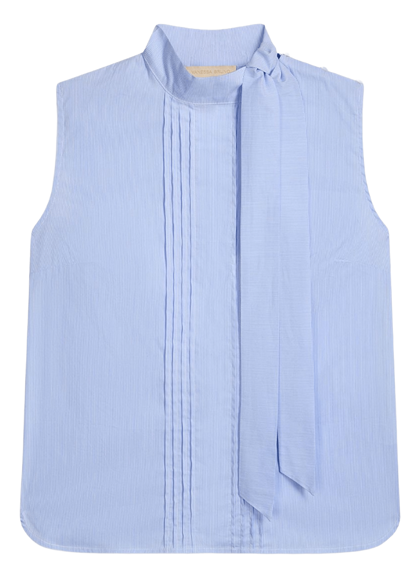 Sleeveless pleated blouse in mixed cotton VANESSA BRUNO Blue