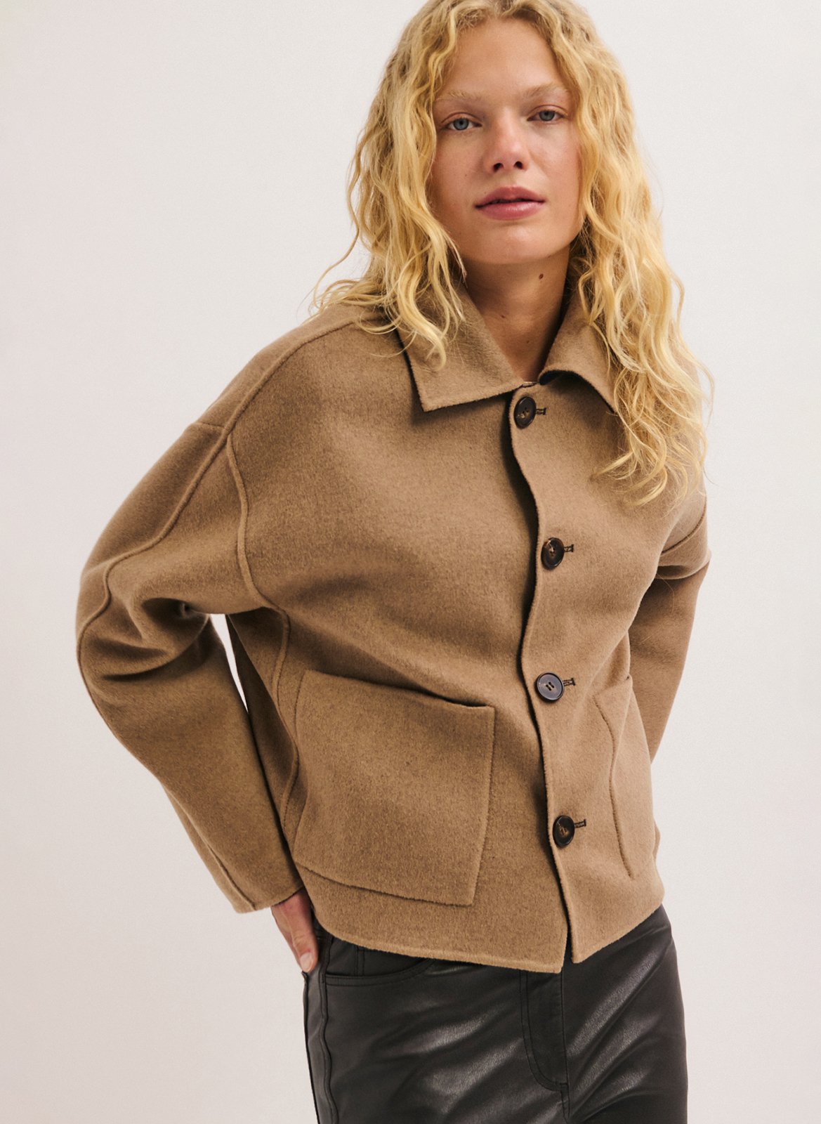 Veste réversible col classique en laine PABLO Bleu