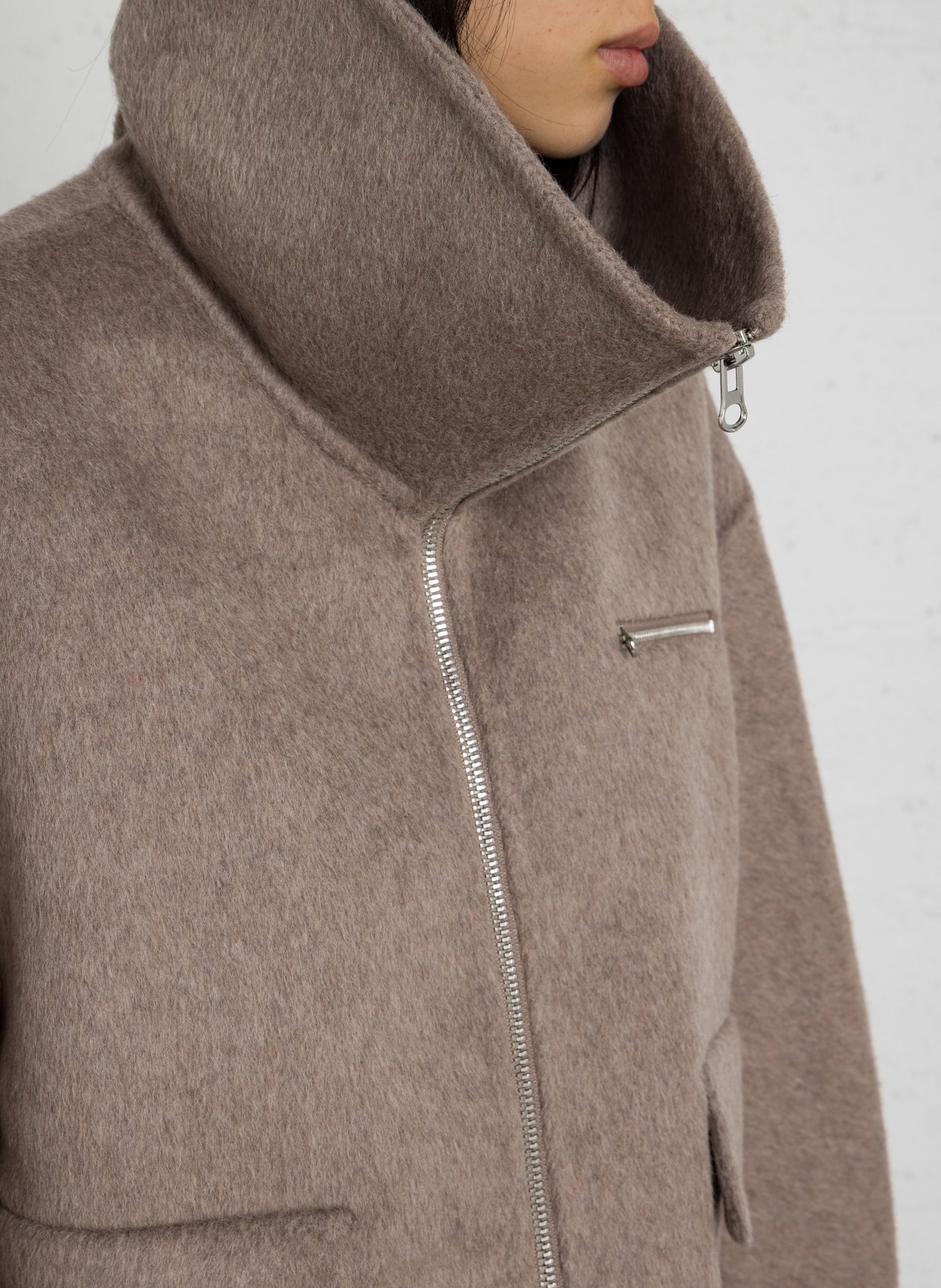 Veste à col montant en laine mélangée BOMBERS ORIGINAL Marron