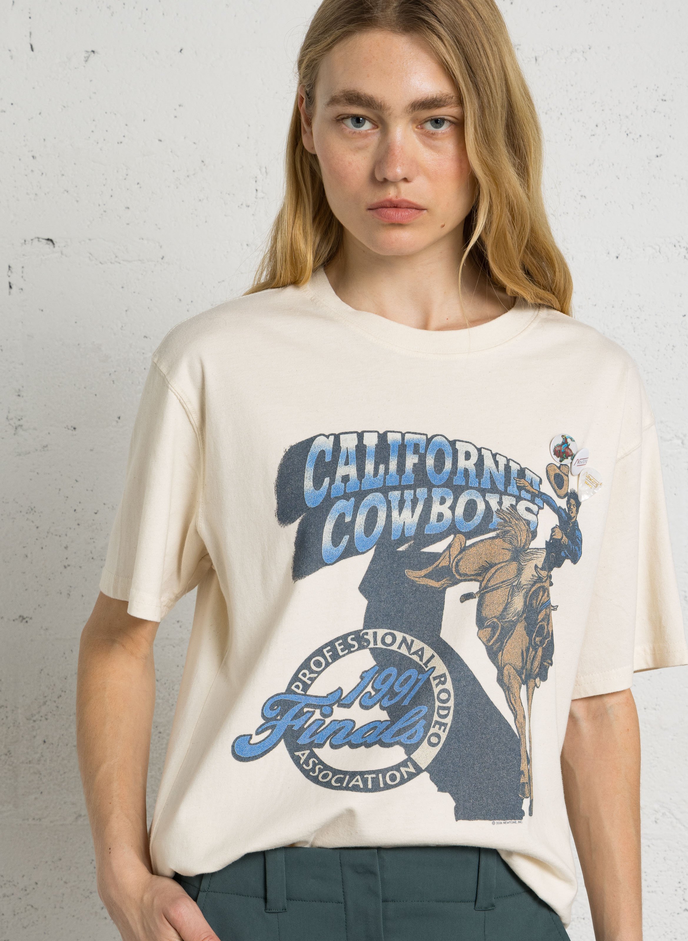 T-shirt droit sérigraphié en coton NEWTONE Beige