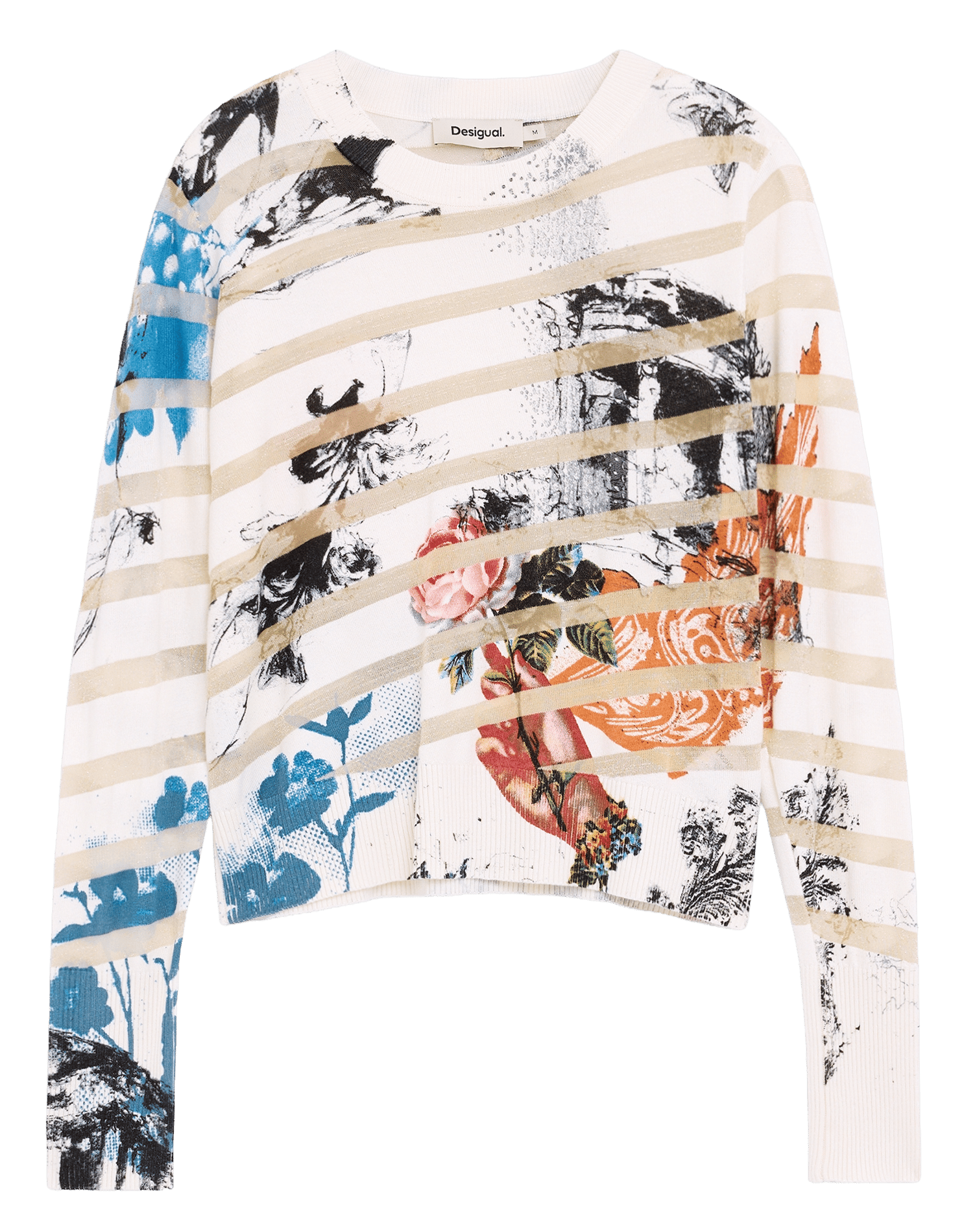 Pull droit col rond imprimé | Blanc DESIGUAL Femme
