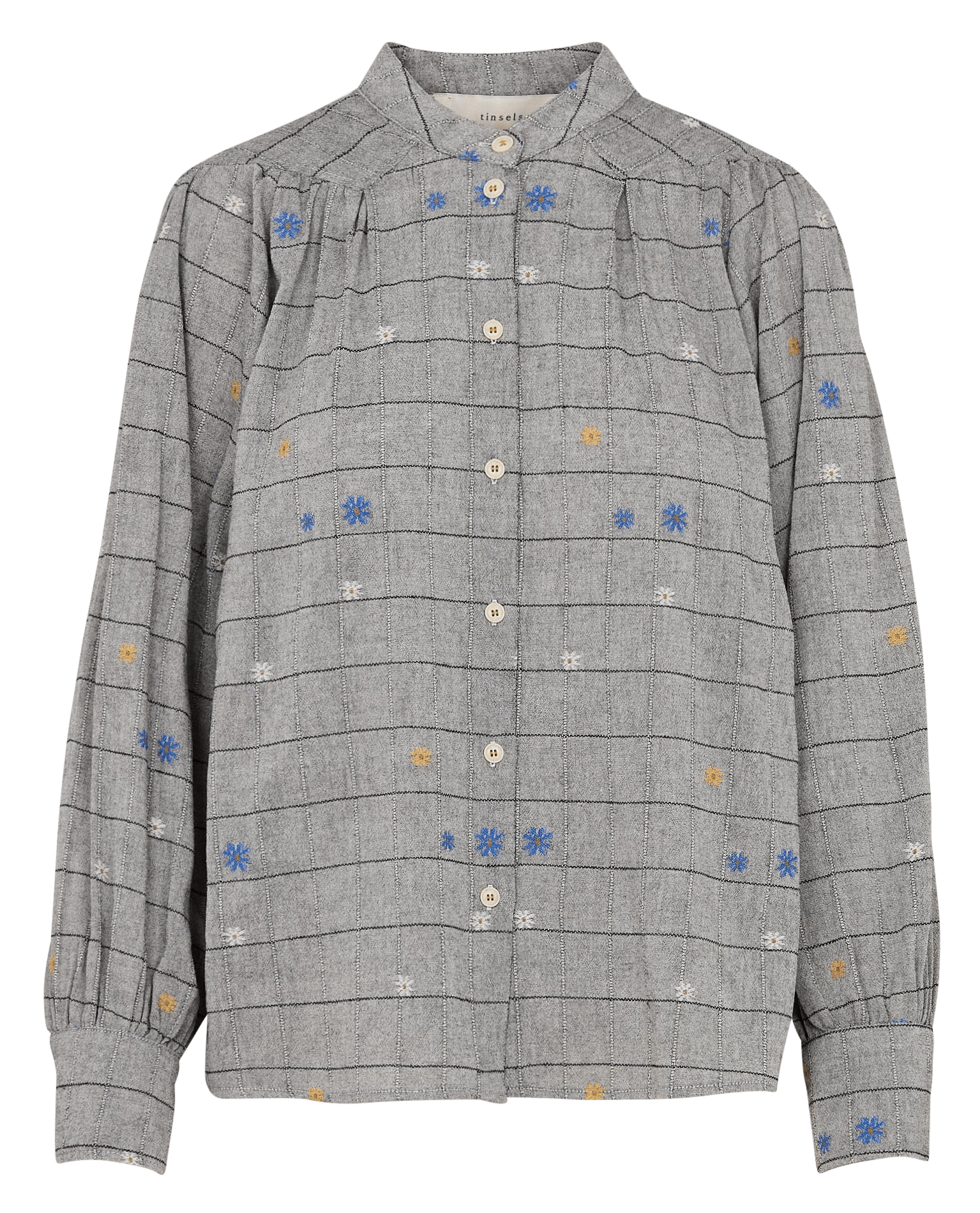 Blouse droite à carreaux en coton mélangé TINSELS Gris