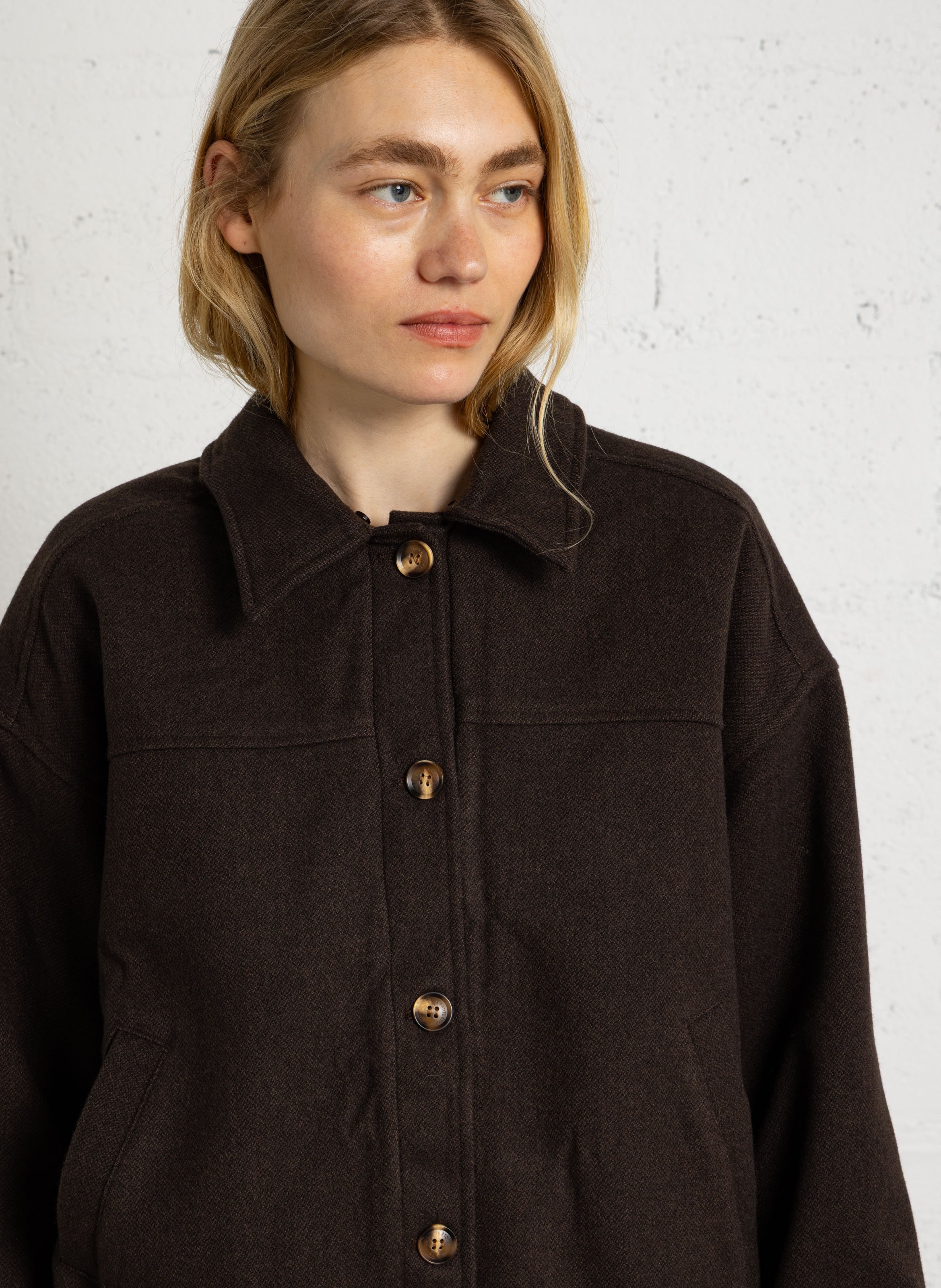 Straight jacket with faux fur-effect collar LA PETITE ETOILE Brown