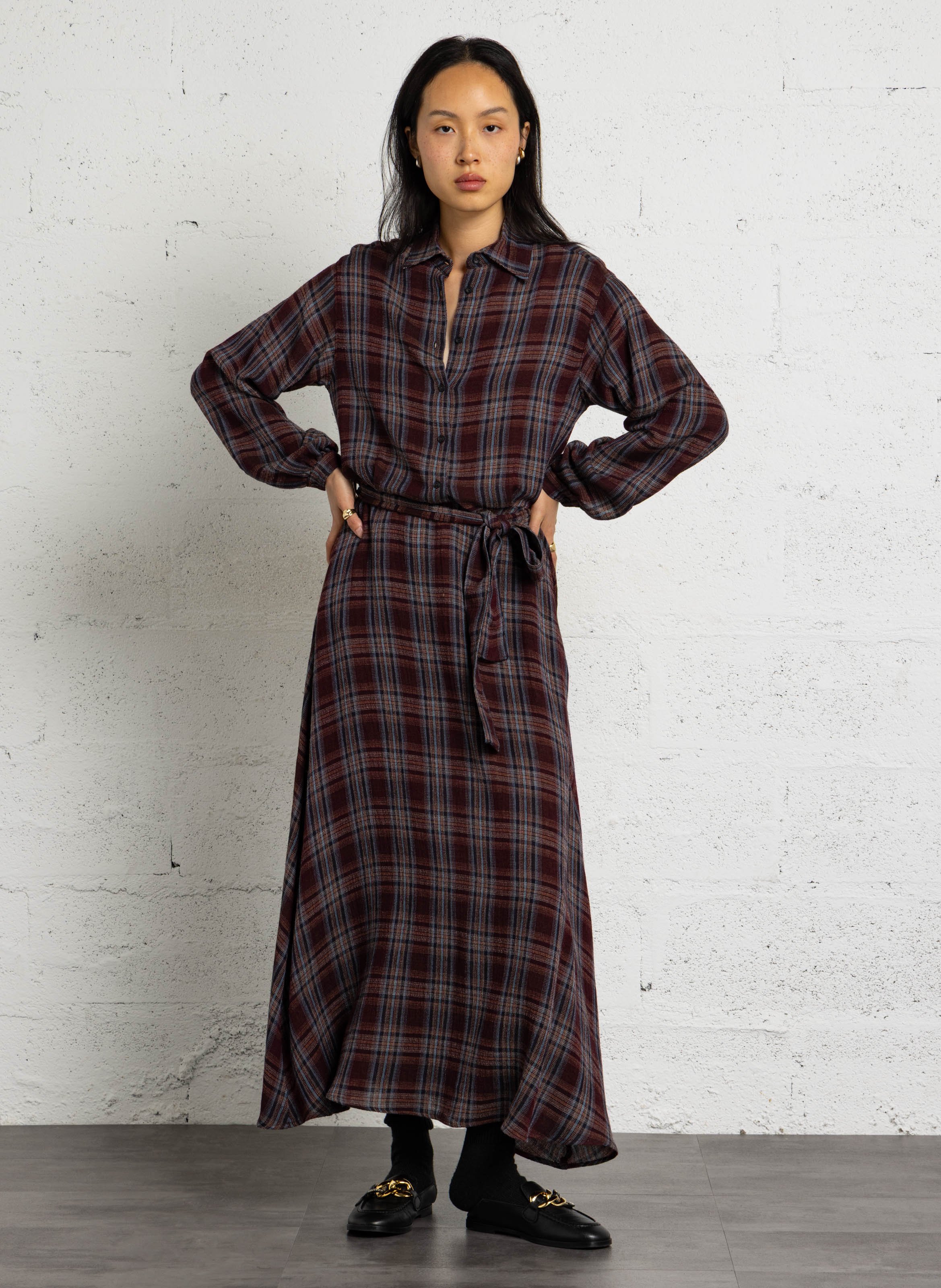 Robe longue droite à carreaux DIEGA Multicolore