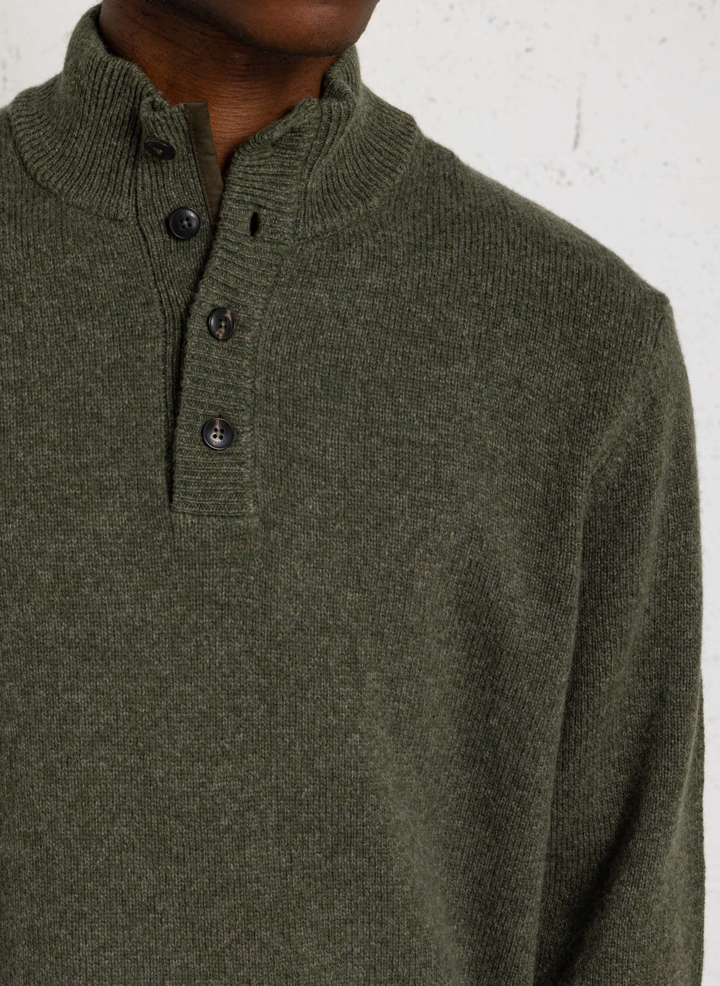 Pull droit col montant en laine HACKETT Vert