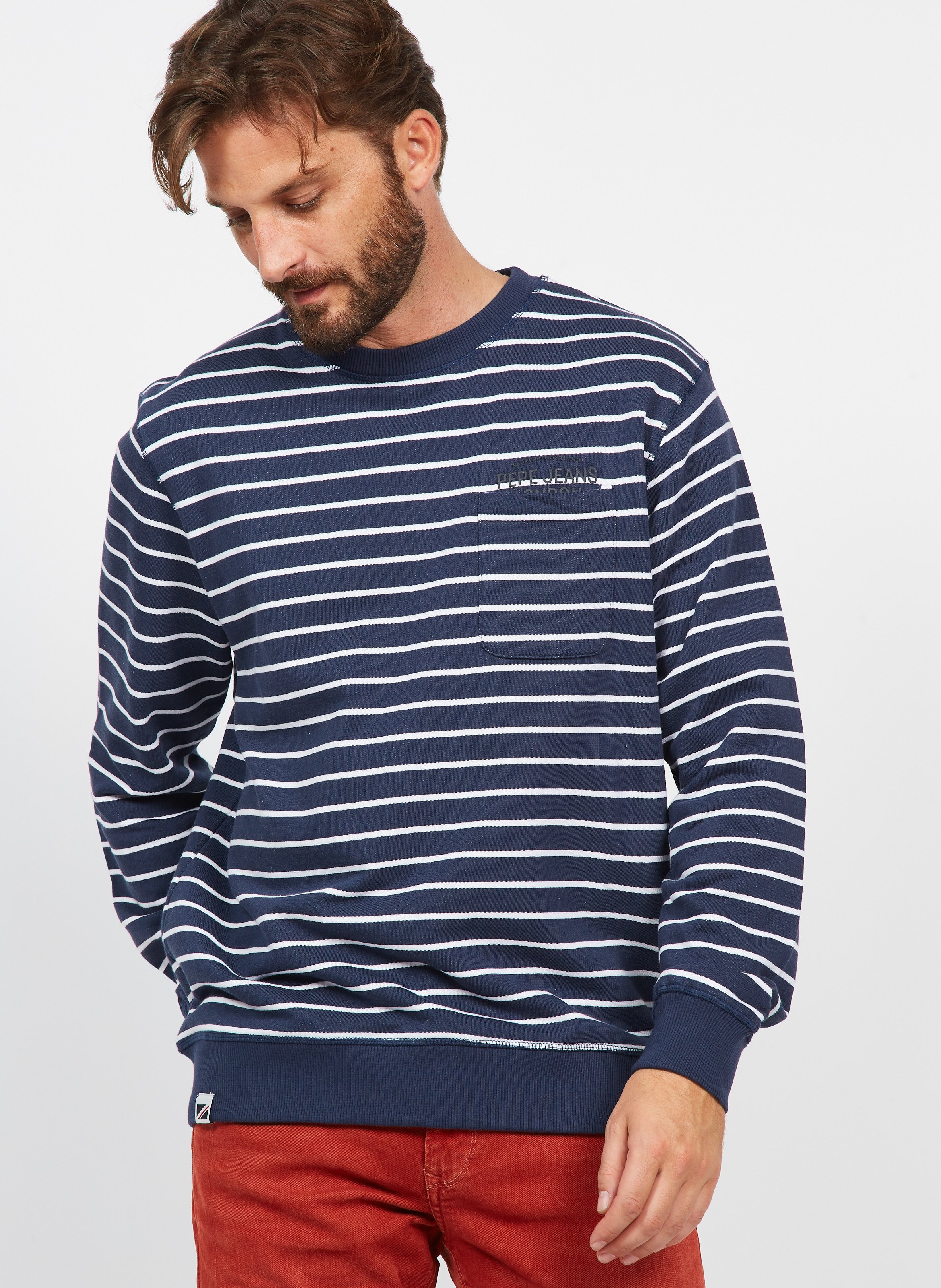 Sudadera Fit De Algodón A Rayas Con Redondo Pepe Jeans - Hombre | Place des Tendances