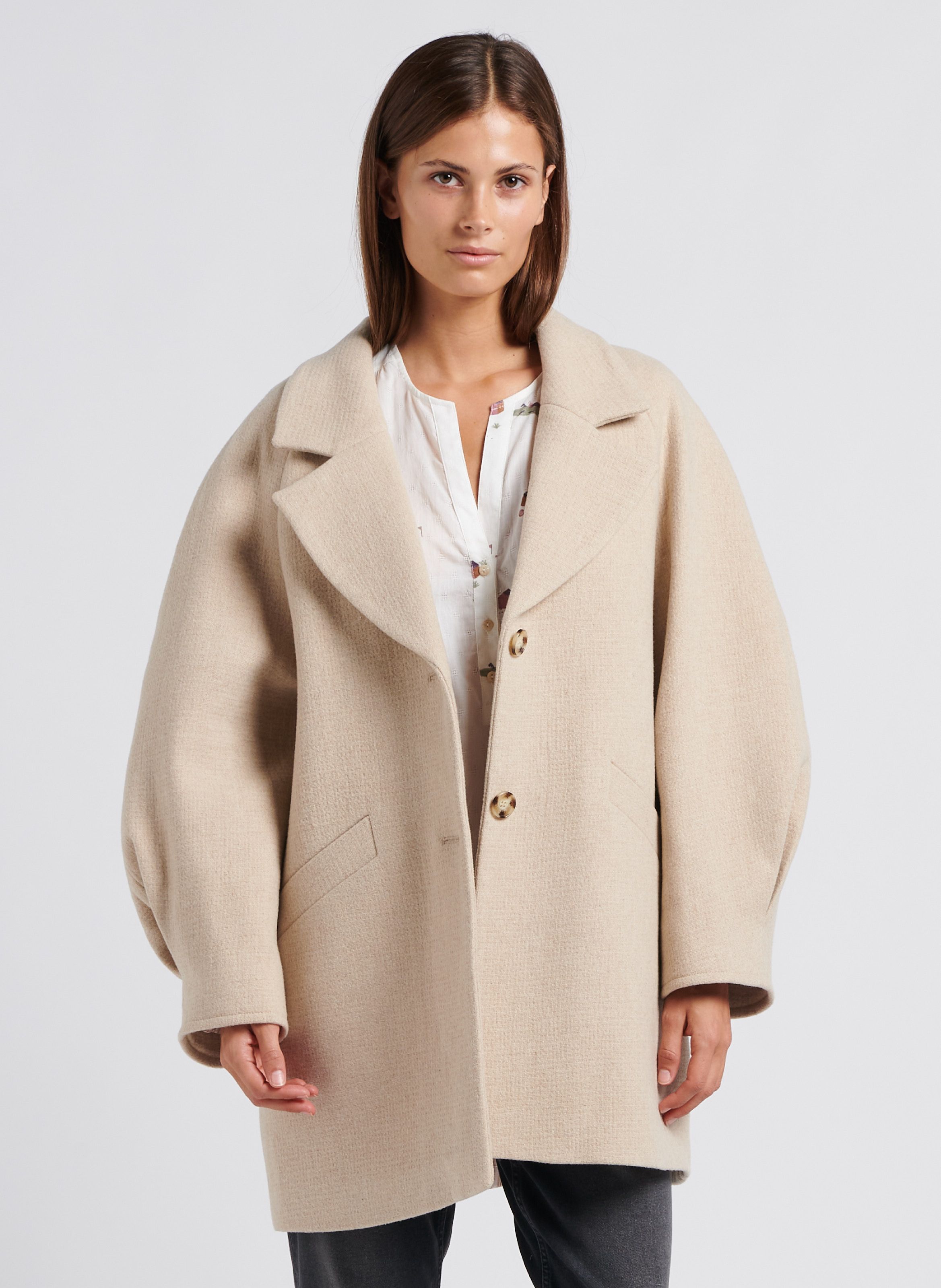 Manteau Mi long Col Tailleur En Laine M lang e Neville Latte Des