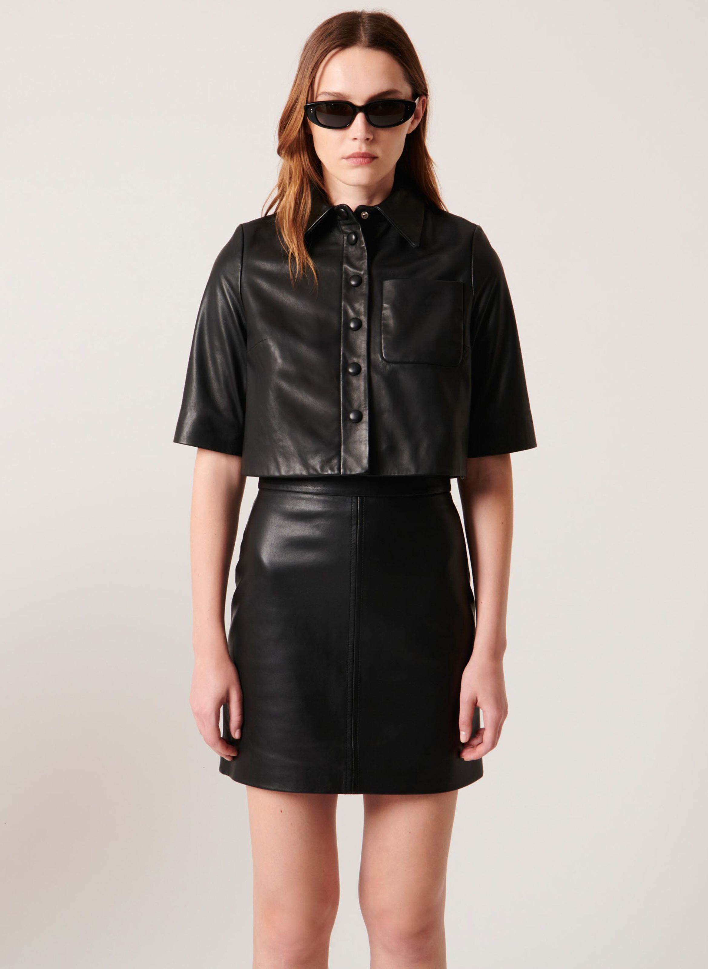 Black Short lambskin jacket