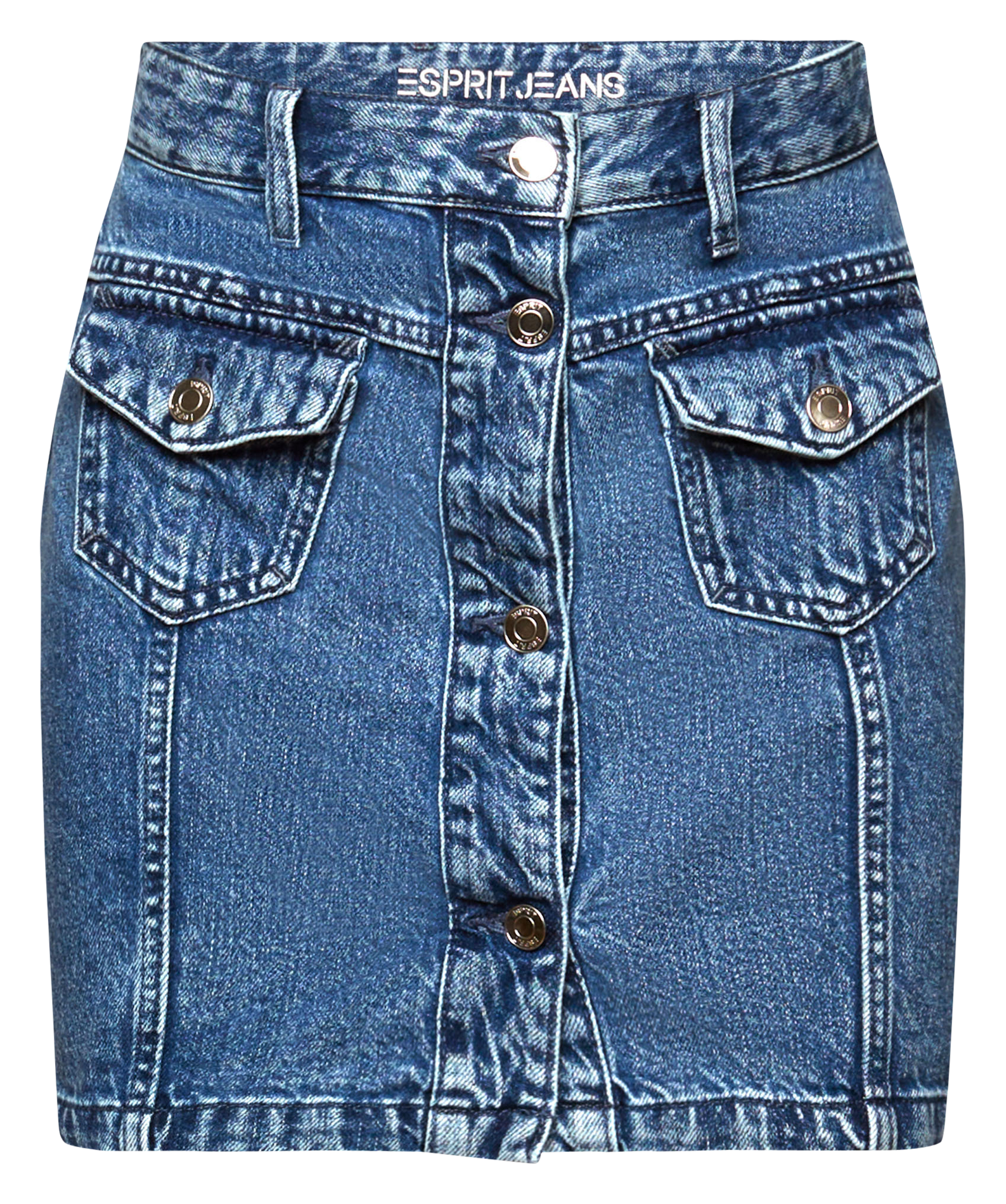 Jupe courte denim en coton ESPRIT Jean Délavé