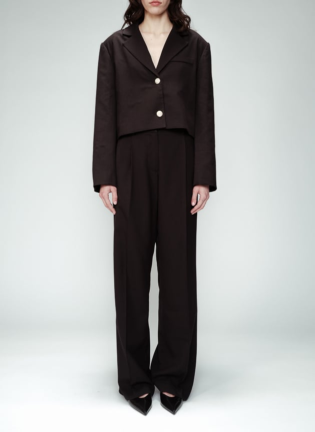 Straight blazer with tailored collar GRACE ET MILA Black