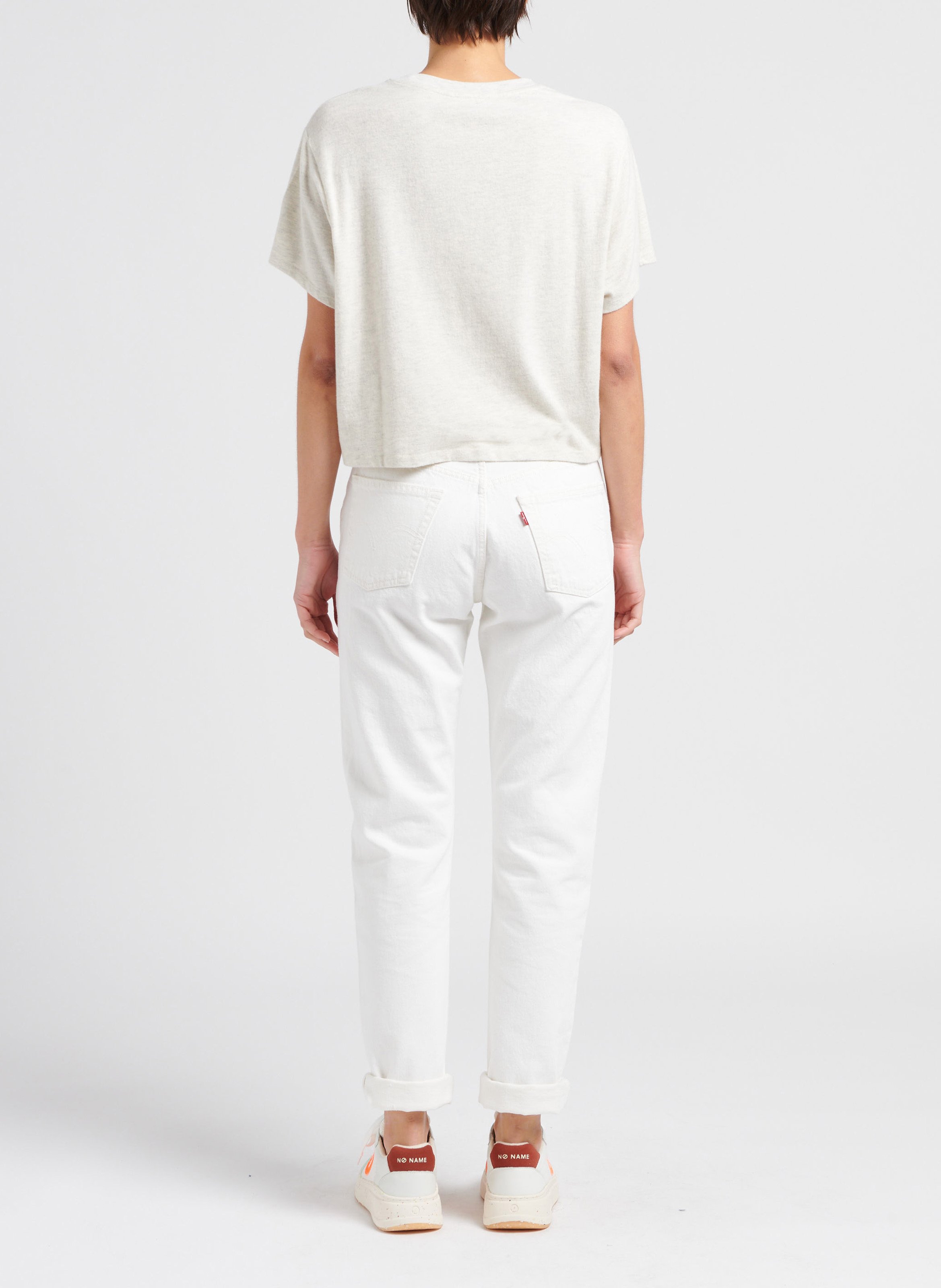 T-shirt met ronde hals | katoenblend met chiné-effect AMERICAN VINTAGE Grijs