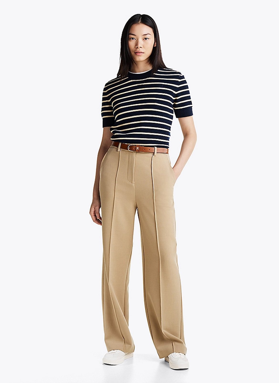 Baskets basses en cuir mélangé TOMMY HILFIGER Blanc