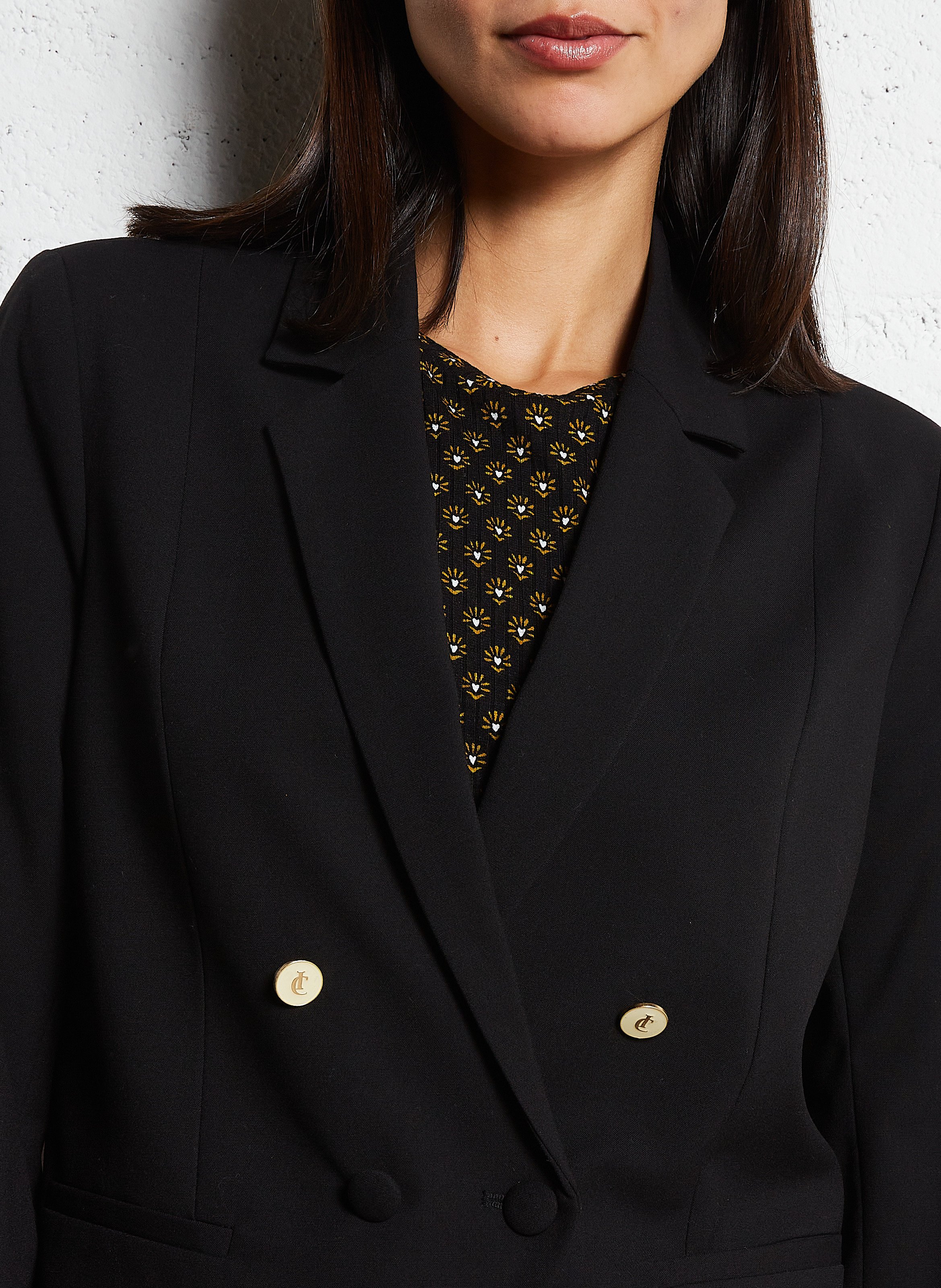 Cropped suit jacket I CODE Black
