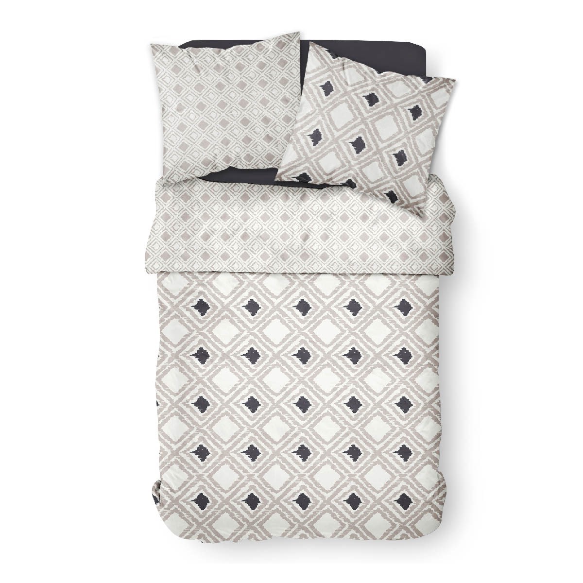 Ethnic printed cotton bedding set White