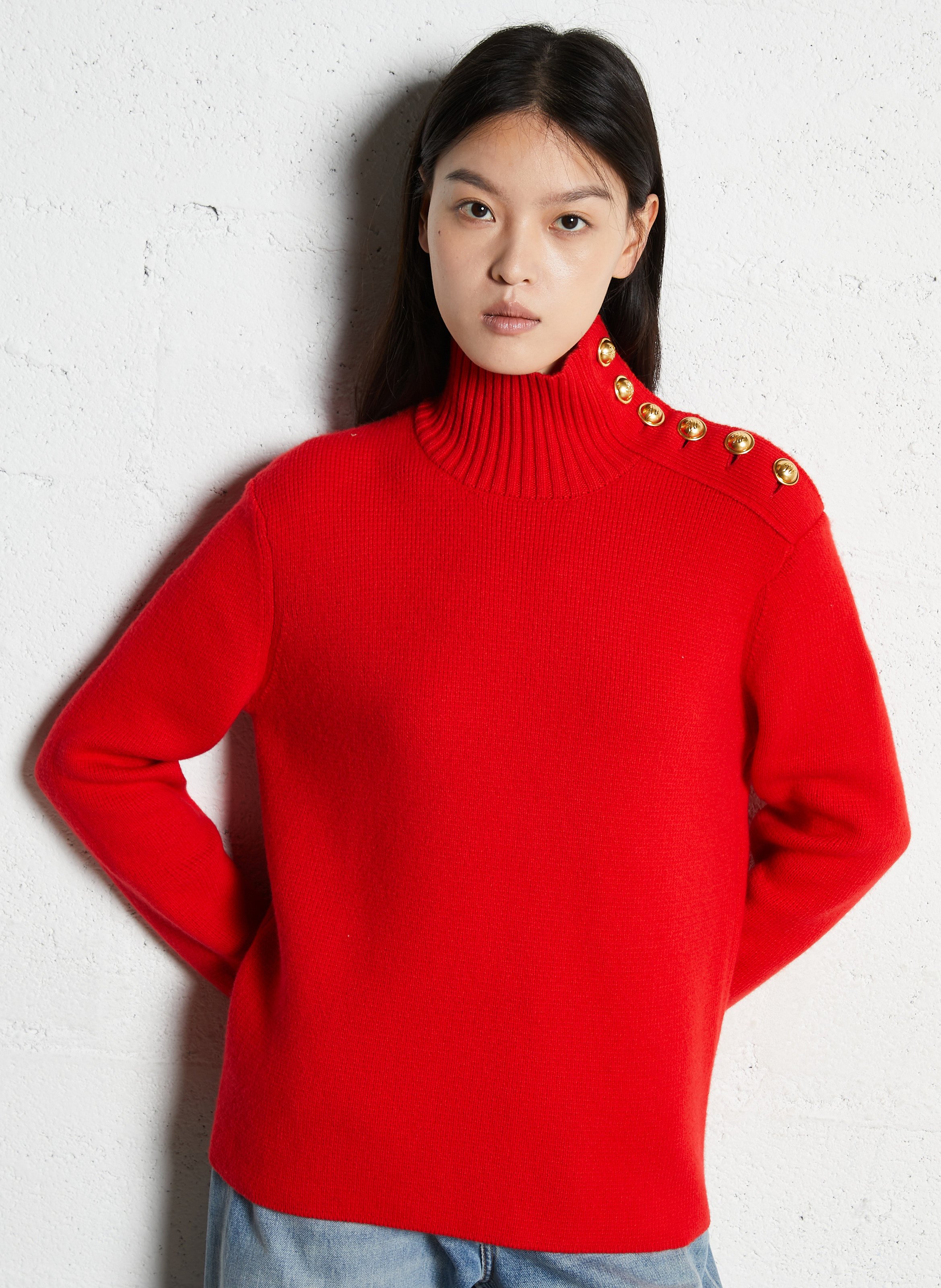 Gerade geschnittener Wollpullover LAURENCE BRAS Rot