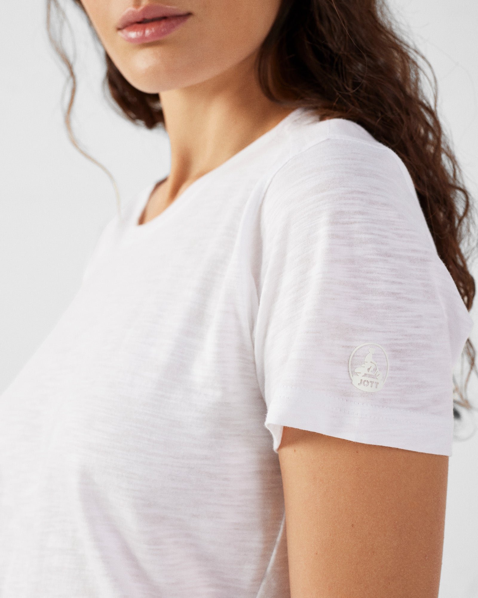 Round neck women's cotton T-shirt - Angela JOTT White