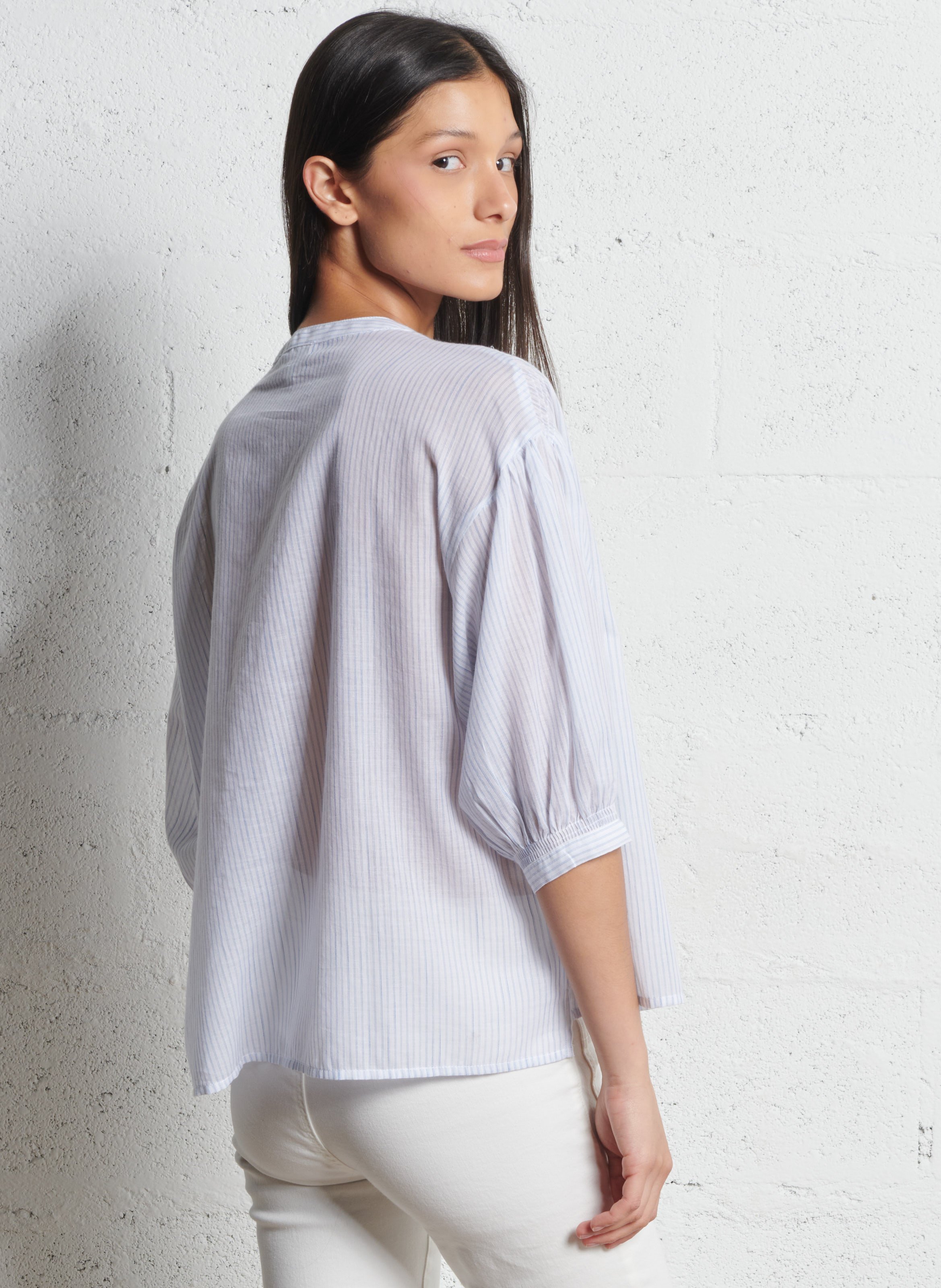 Katoenen blouse met ronde hals MAISON 123 Blauw