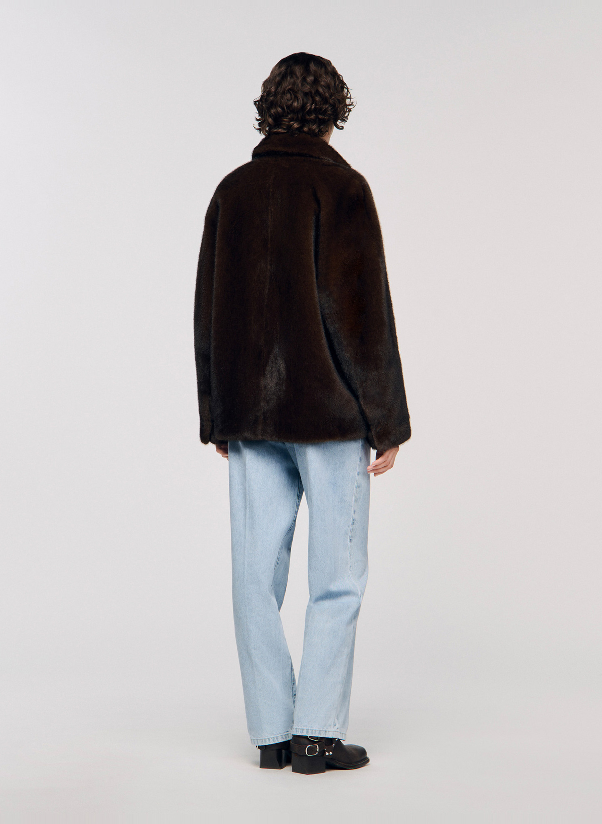 Jas met reverskraag van imitatiebont SANDRO Bruin