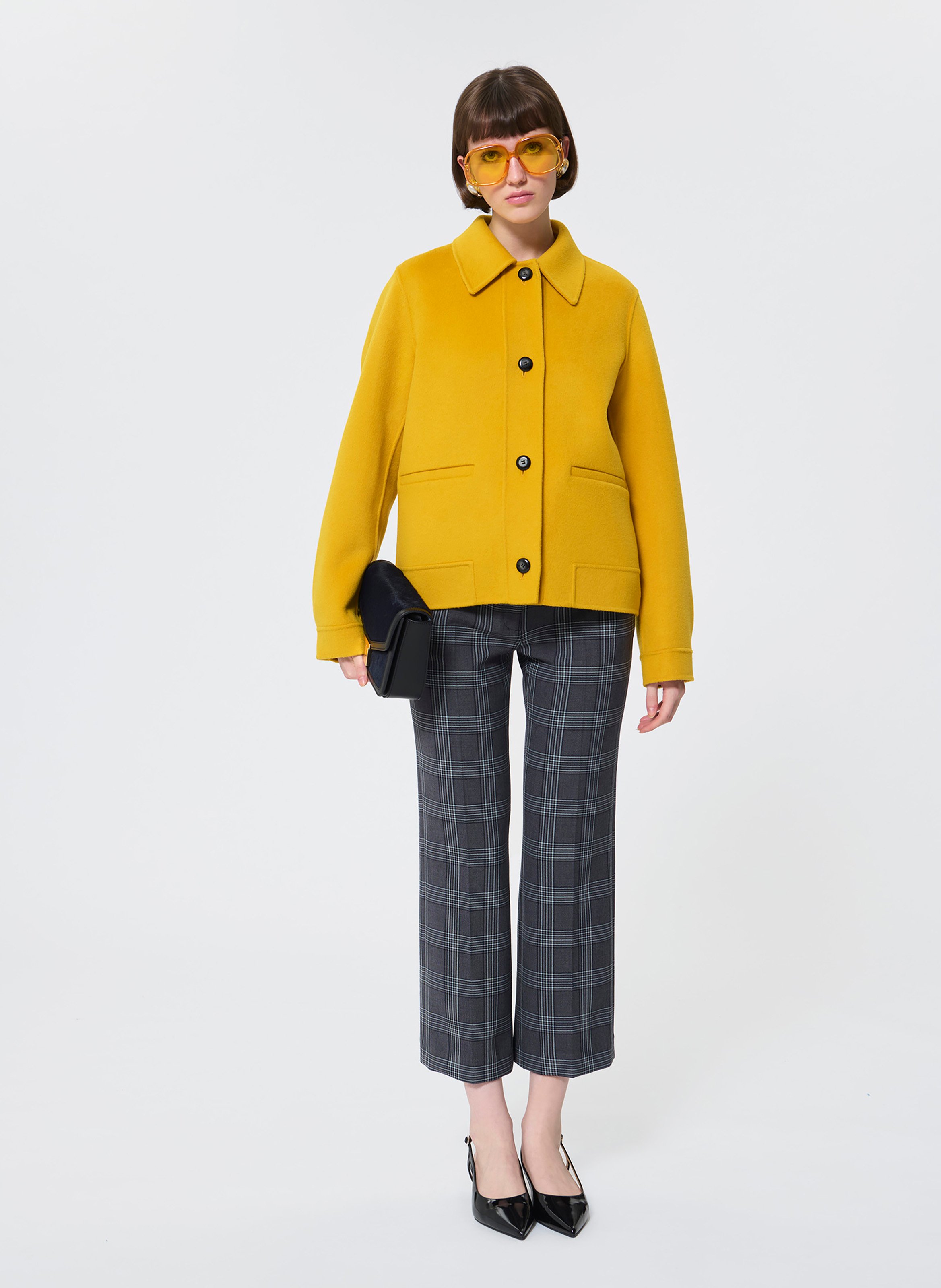 Single-breasted straight coat in mixed wool TARA JARMON Yellow