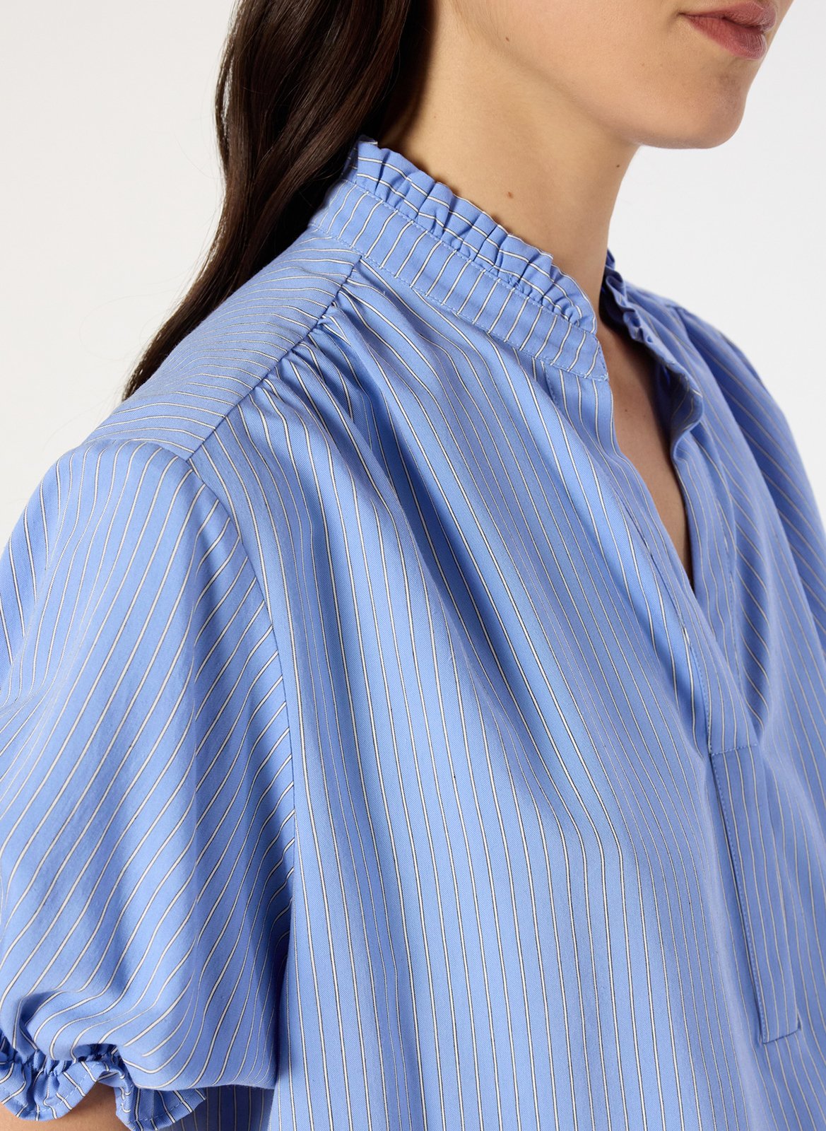 Blouse droite col montant à rayures GERARD DAREL Bleu