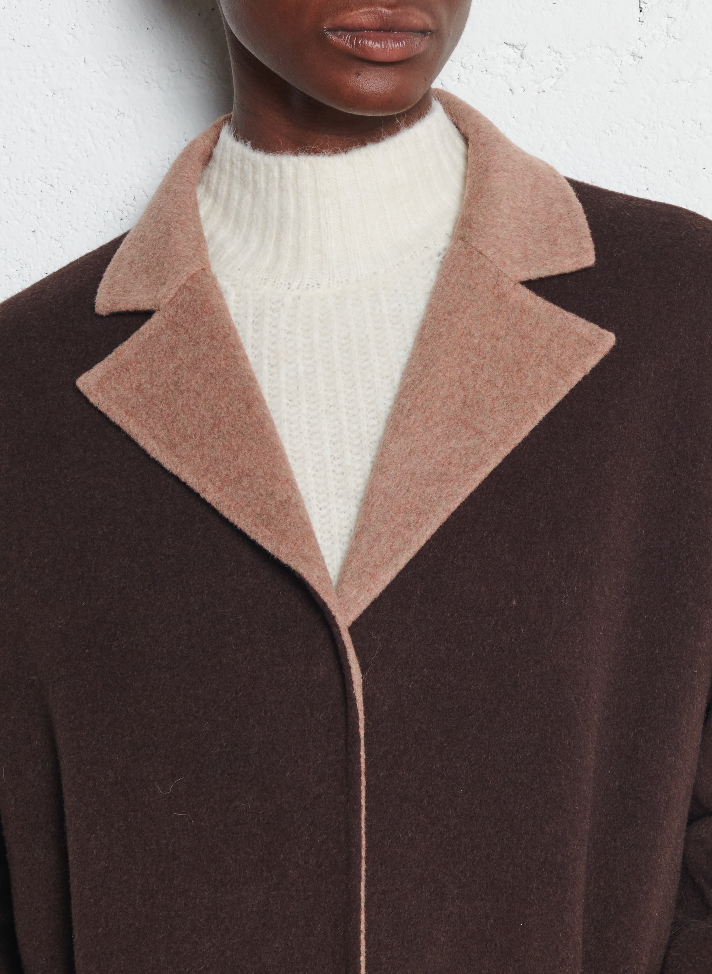Manteau col tailleur en laine mélangée BENSIMON Beige