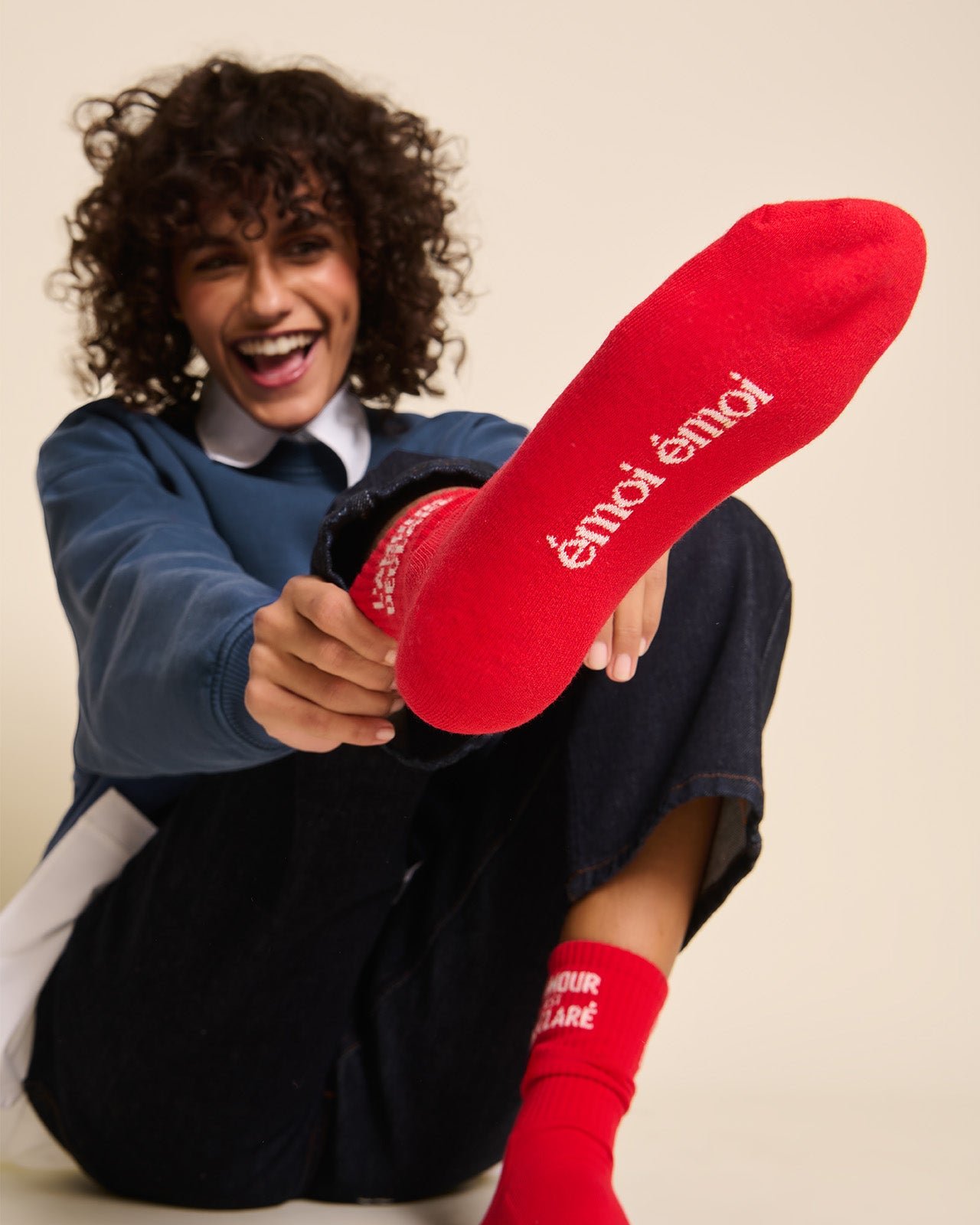 Les chaussettes l'amour est déclaré EMOI EMOI Rouge