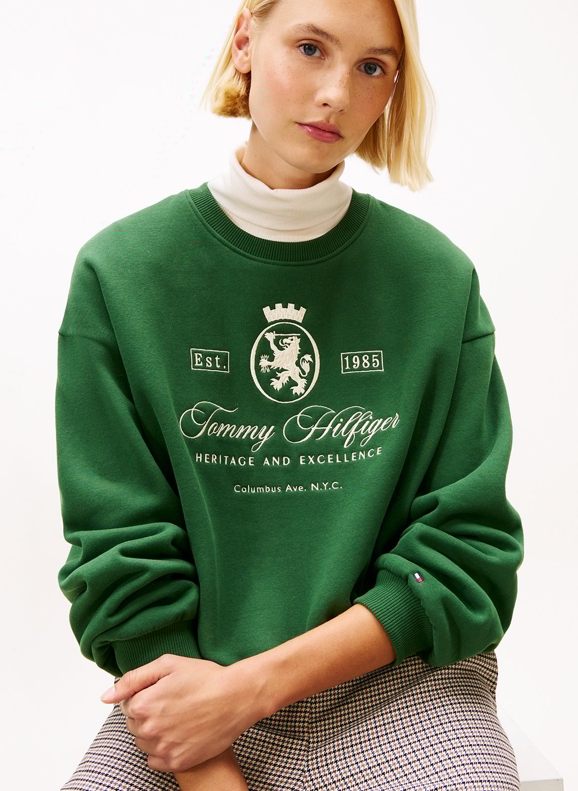 Sweat ample brodé en coton mélangé TOMMY HILFIGER Vert