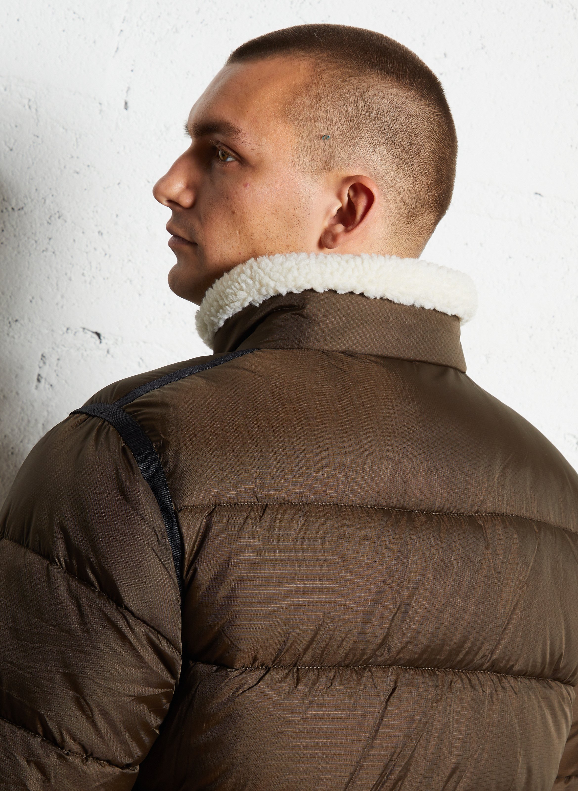 Doudoune droite col montant SCHOTT Marron