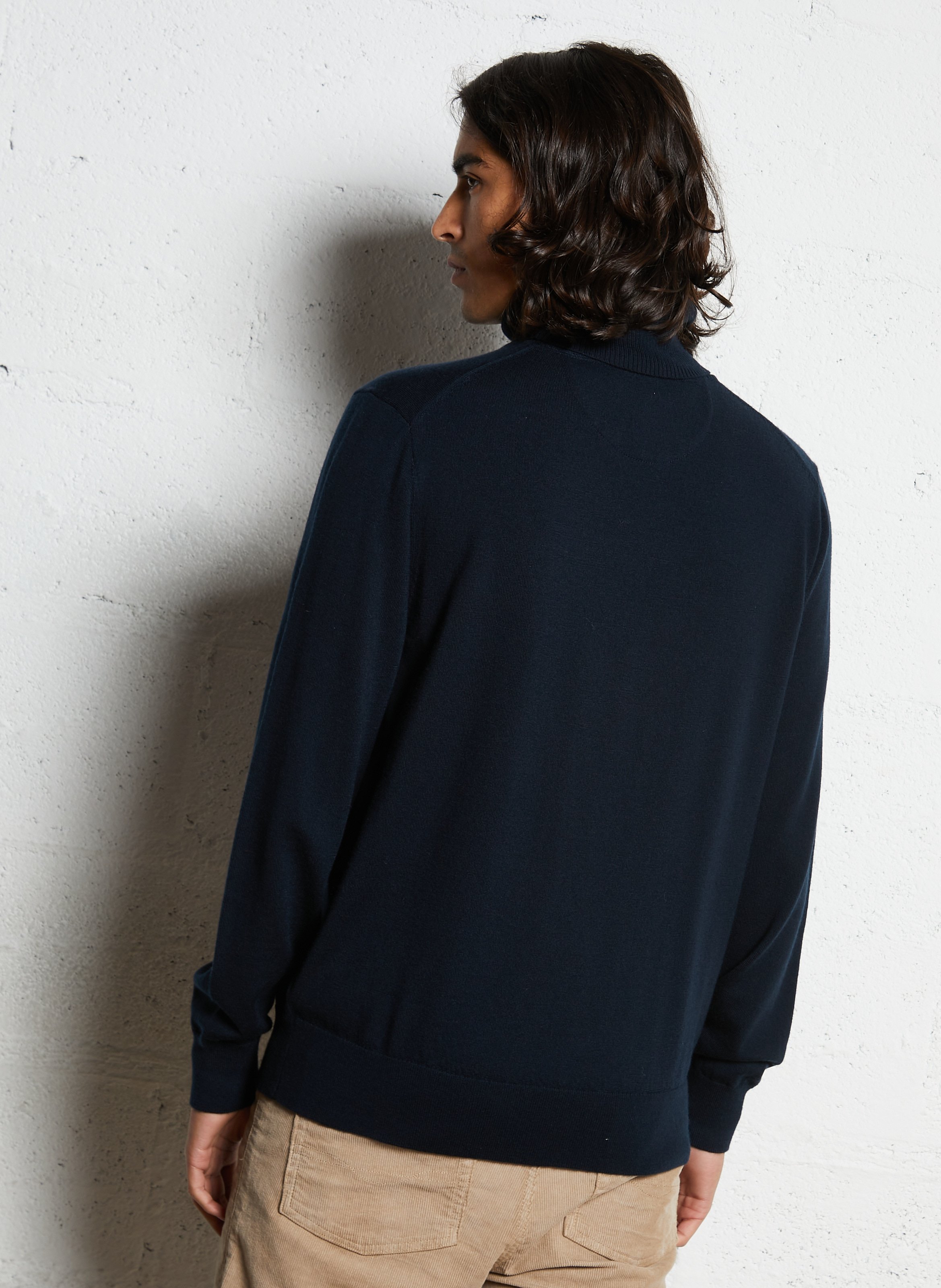 Col roulé droit brodé en laine EDEN PARK Bleu