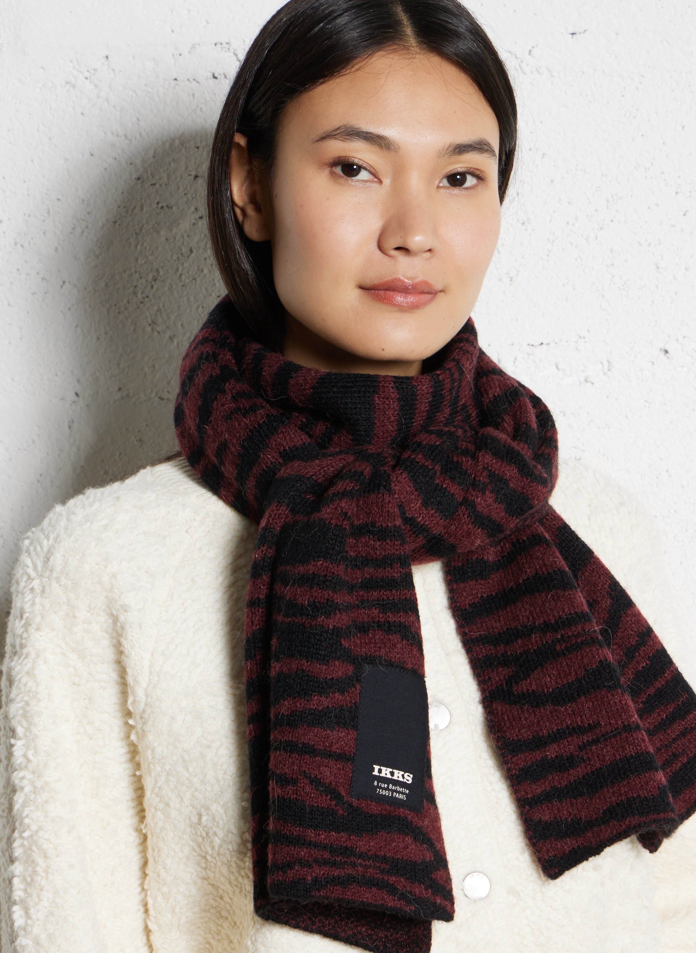 Strickschal mit Print IKKS Rot