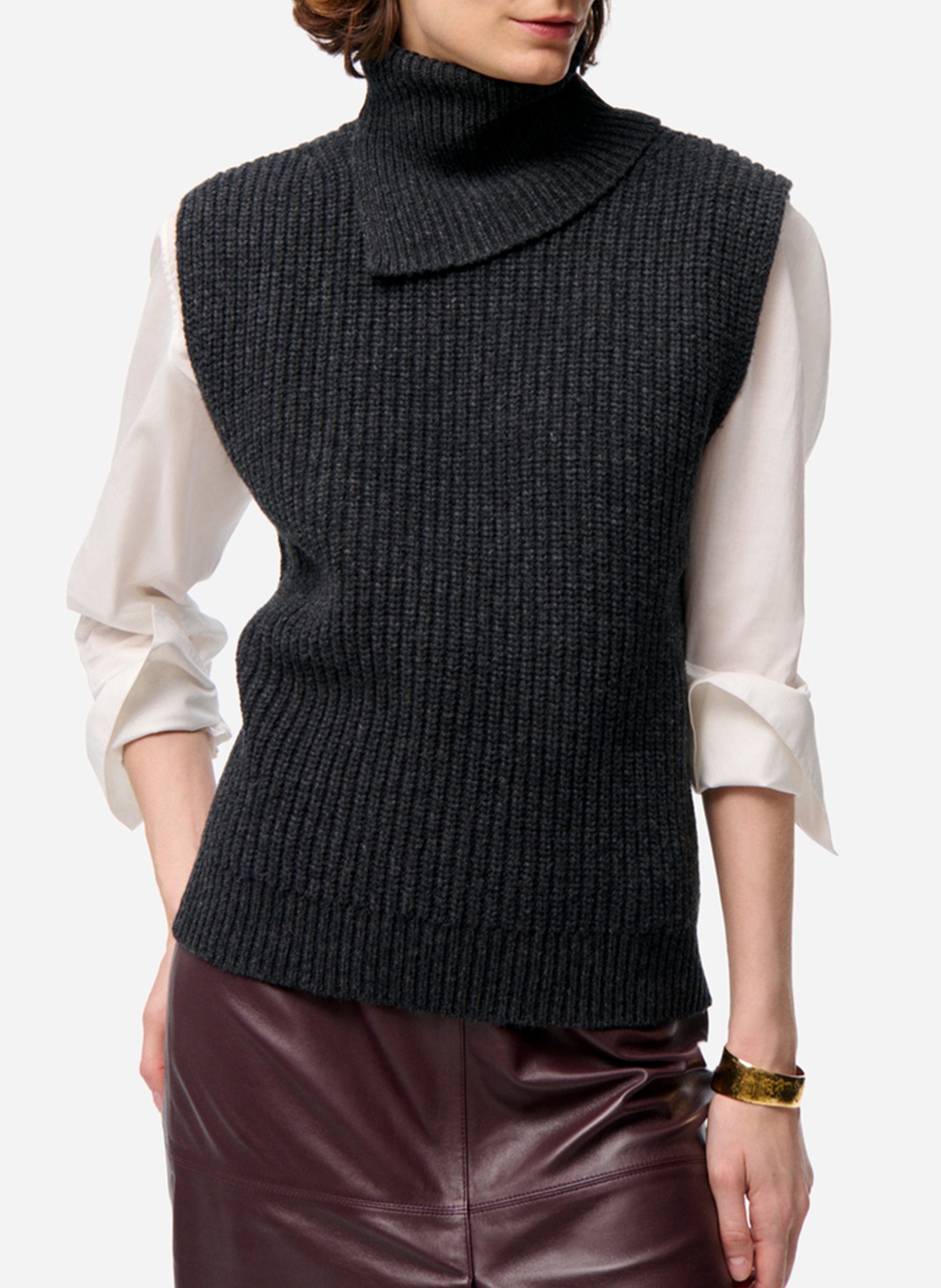 Wool turtleneck top VANESSA BRUNO Grey