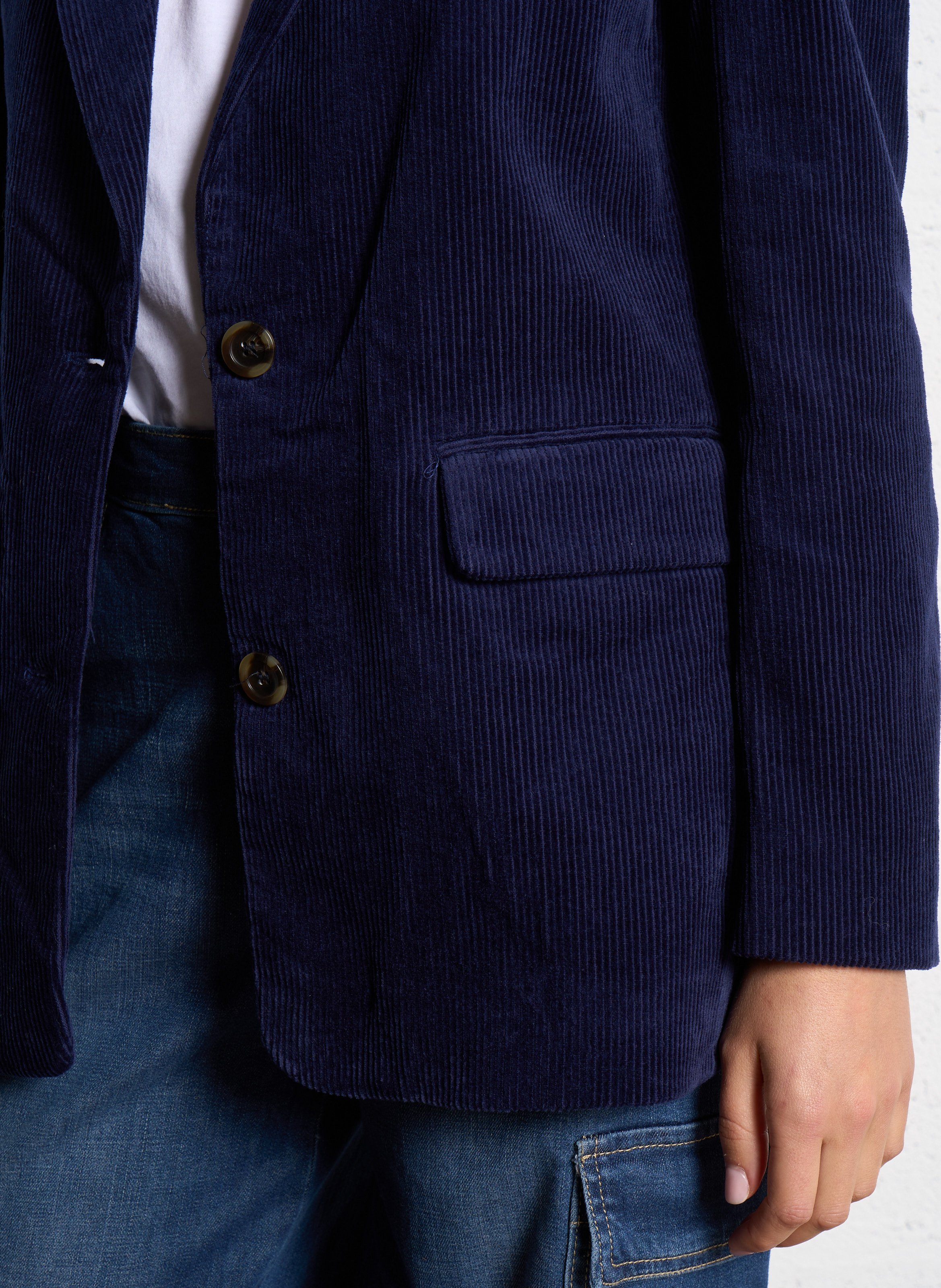 Taillierte Baumwoll-Blazerjacke THE KORNER Blau