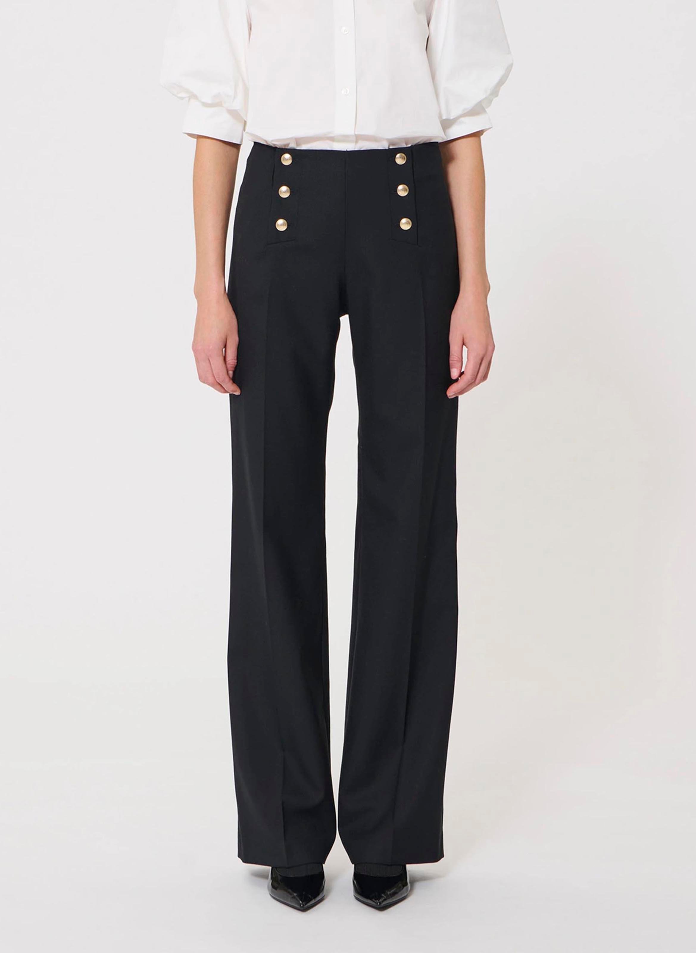 Pantalone con pince in lana TARA JARMON Nero