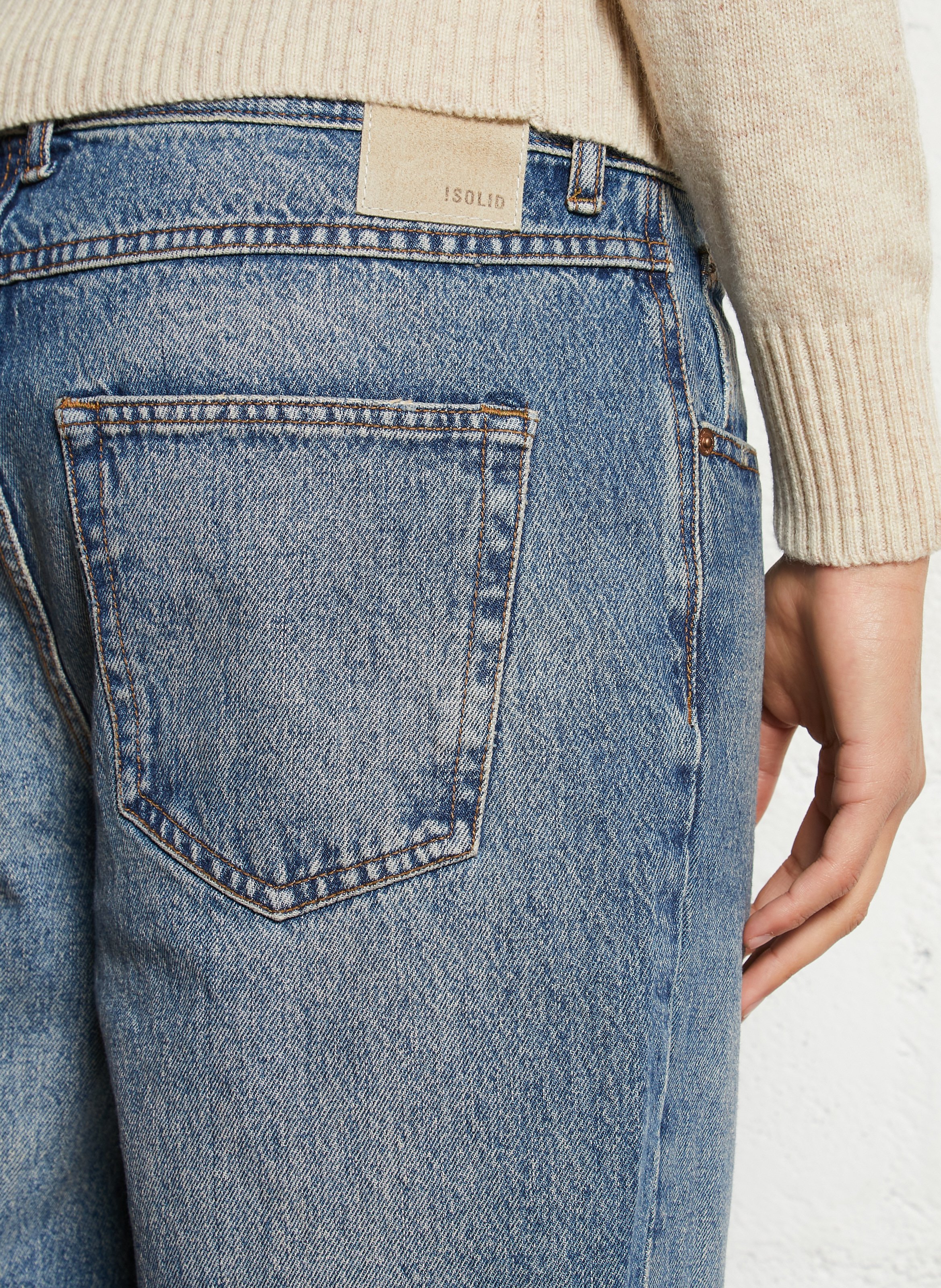 Cotton straight jeans SOLID Blue