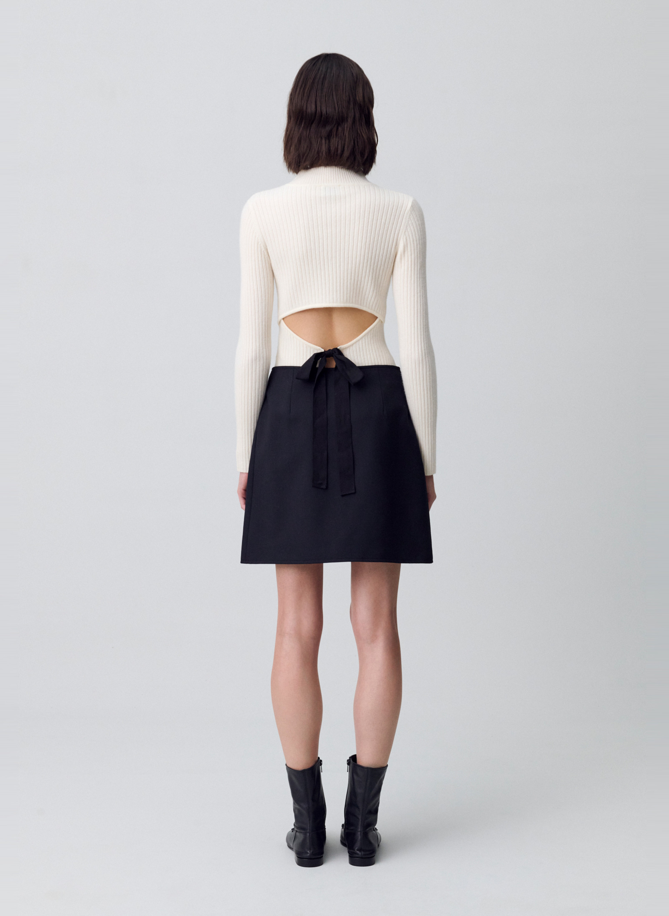 Jupe courte boutonnée en laine mélangée CLAUDIE PIERLOT Noir