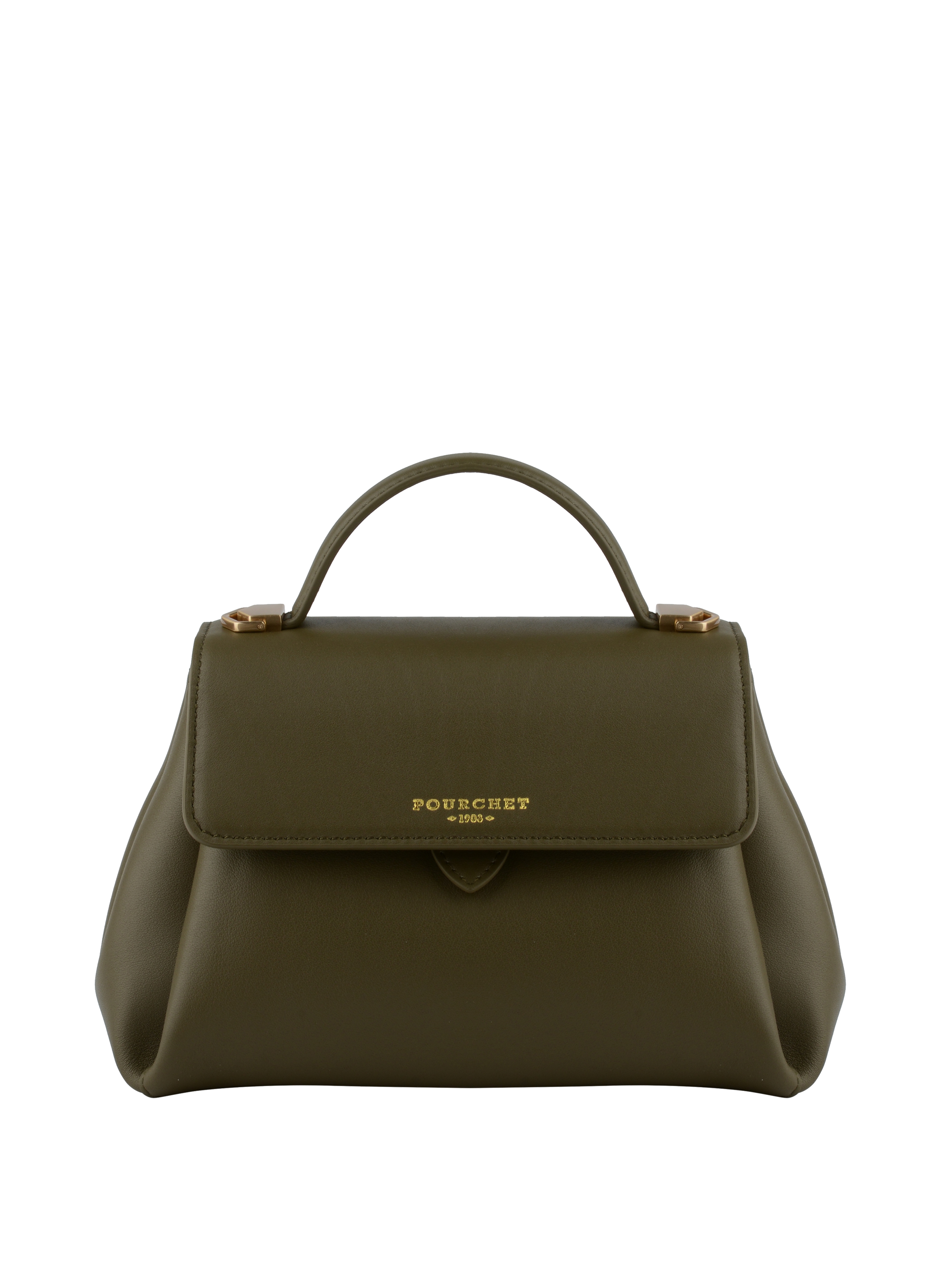 Handbag - cowhide leather POURCHET Khaki