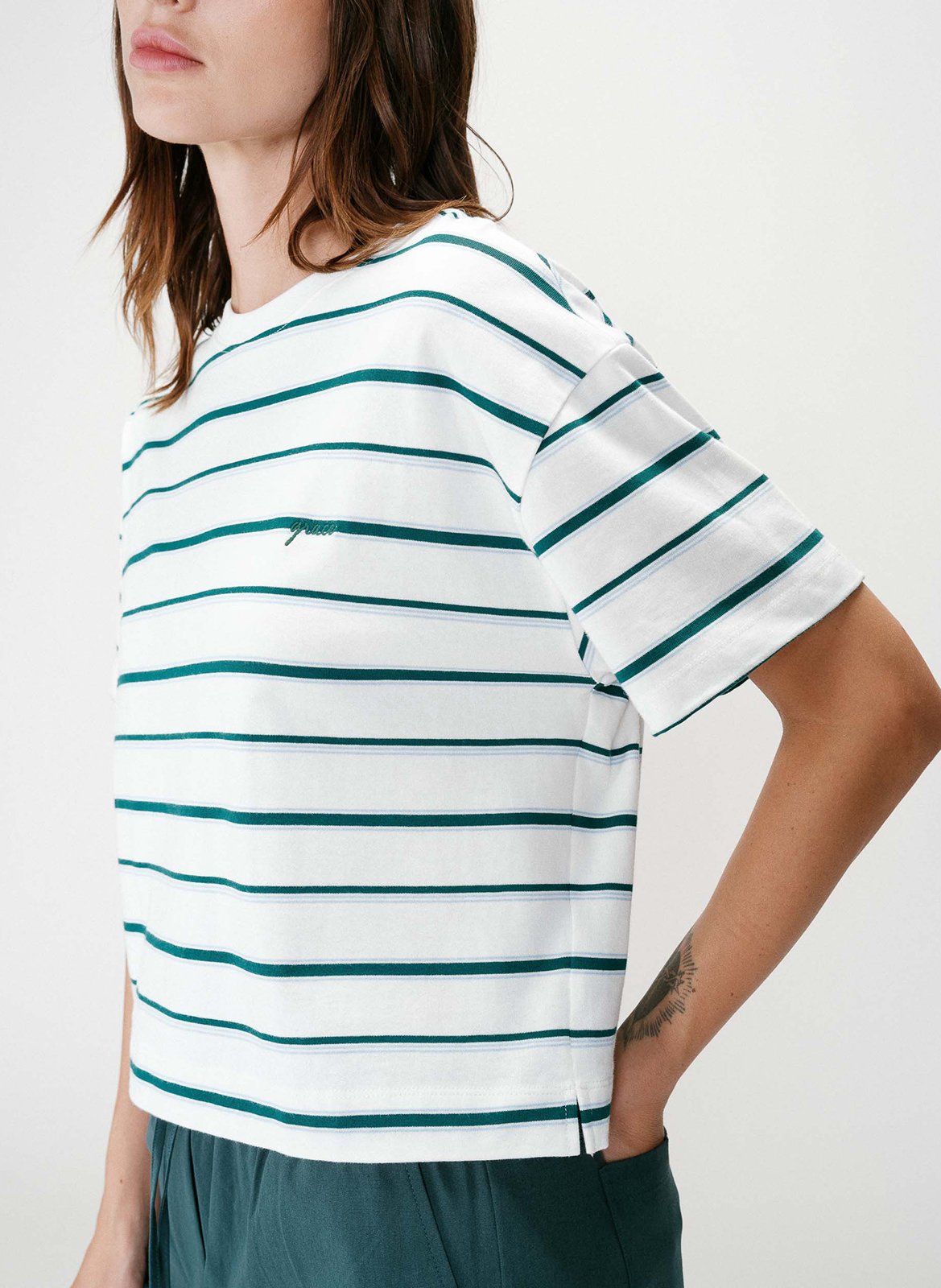 Baumwoll-Pullover mit Rundhalsausschnitt GRACE ET MILA Beige