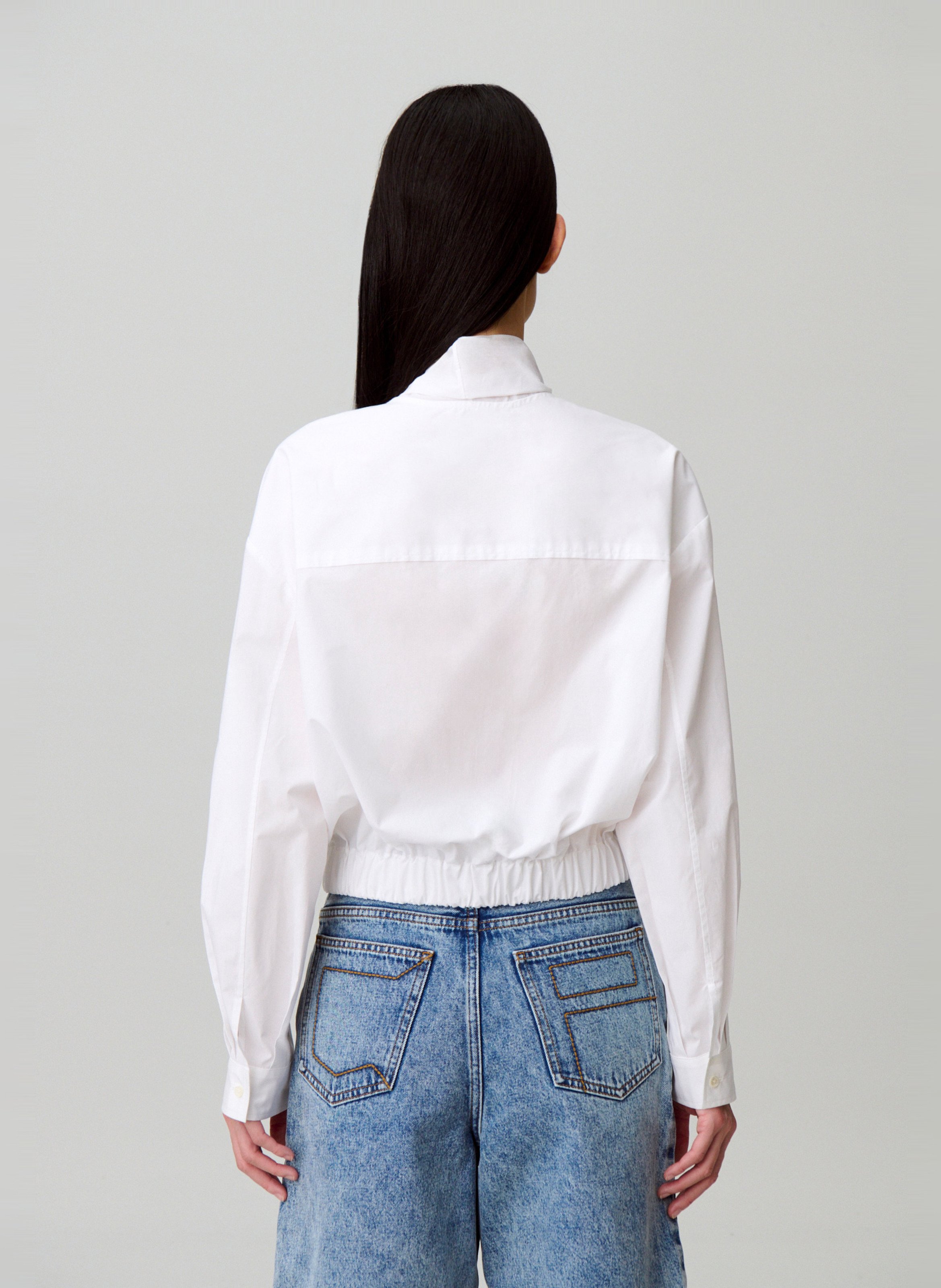Straight cotton shirt with Lavallière collar CLAUDIE PIERLOT White