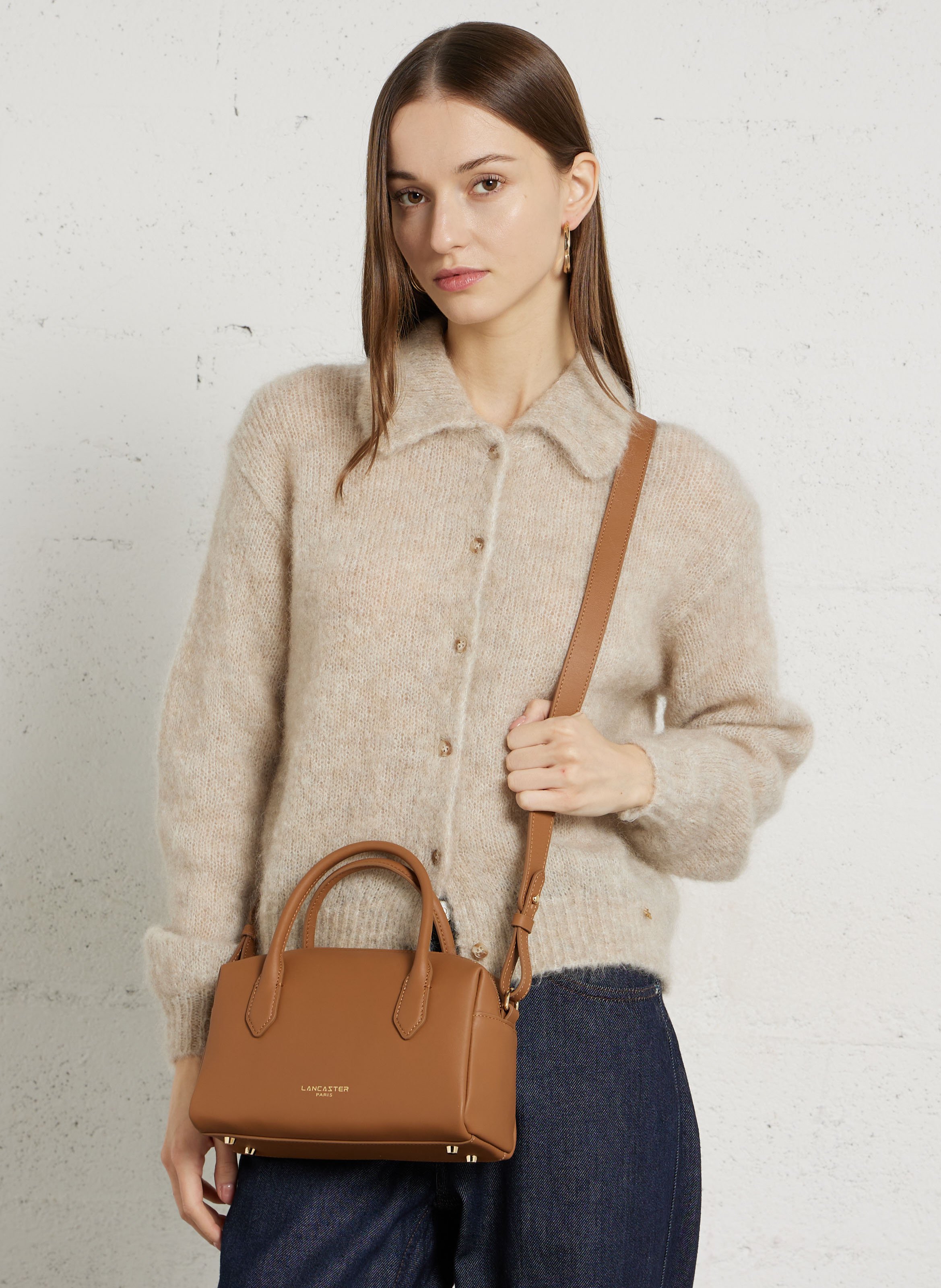 Sac à main en cuir LANCASTER PARIS Marron