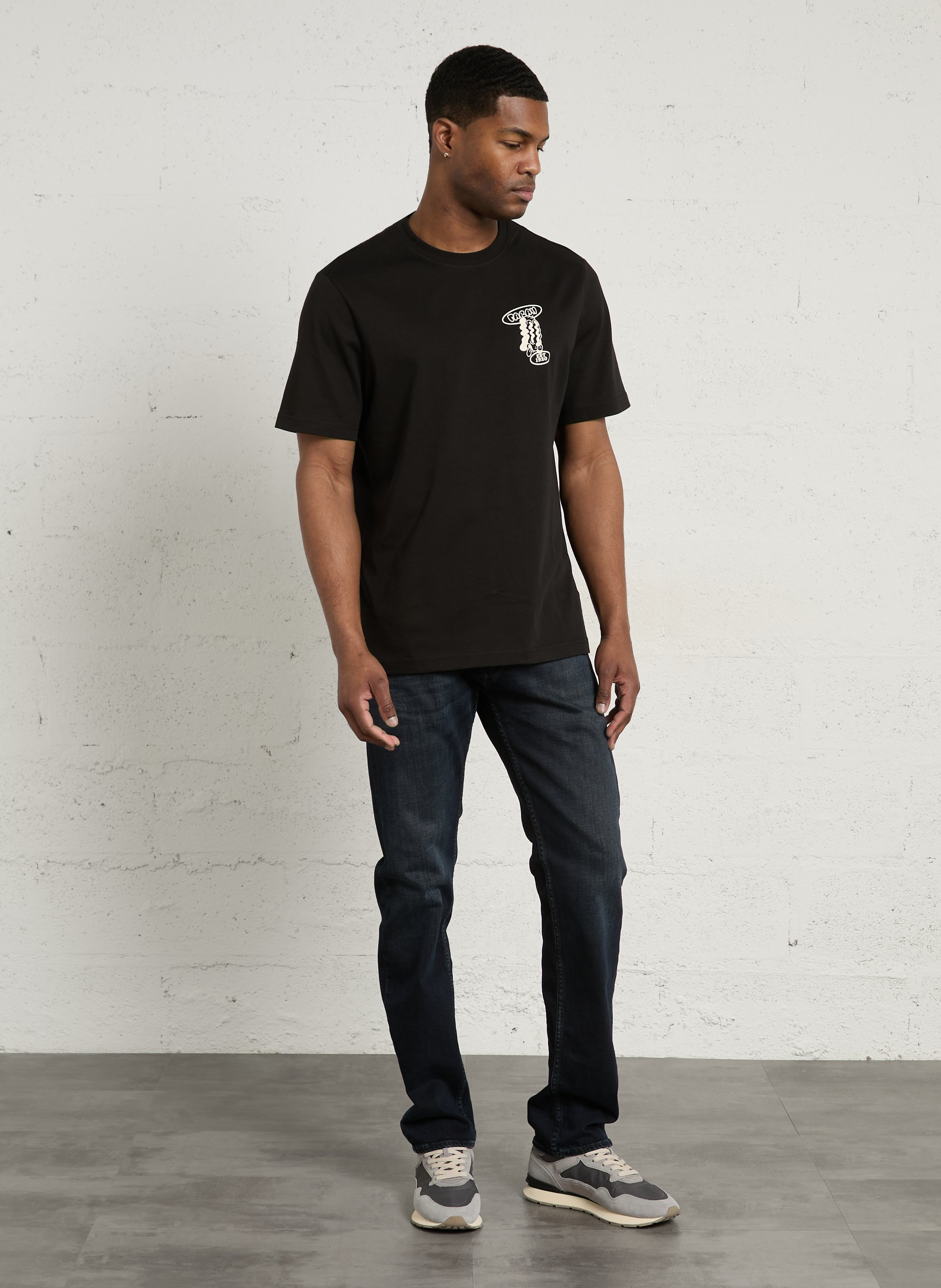 Tee-shirt droit col rond en coton bio FARAH Noir