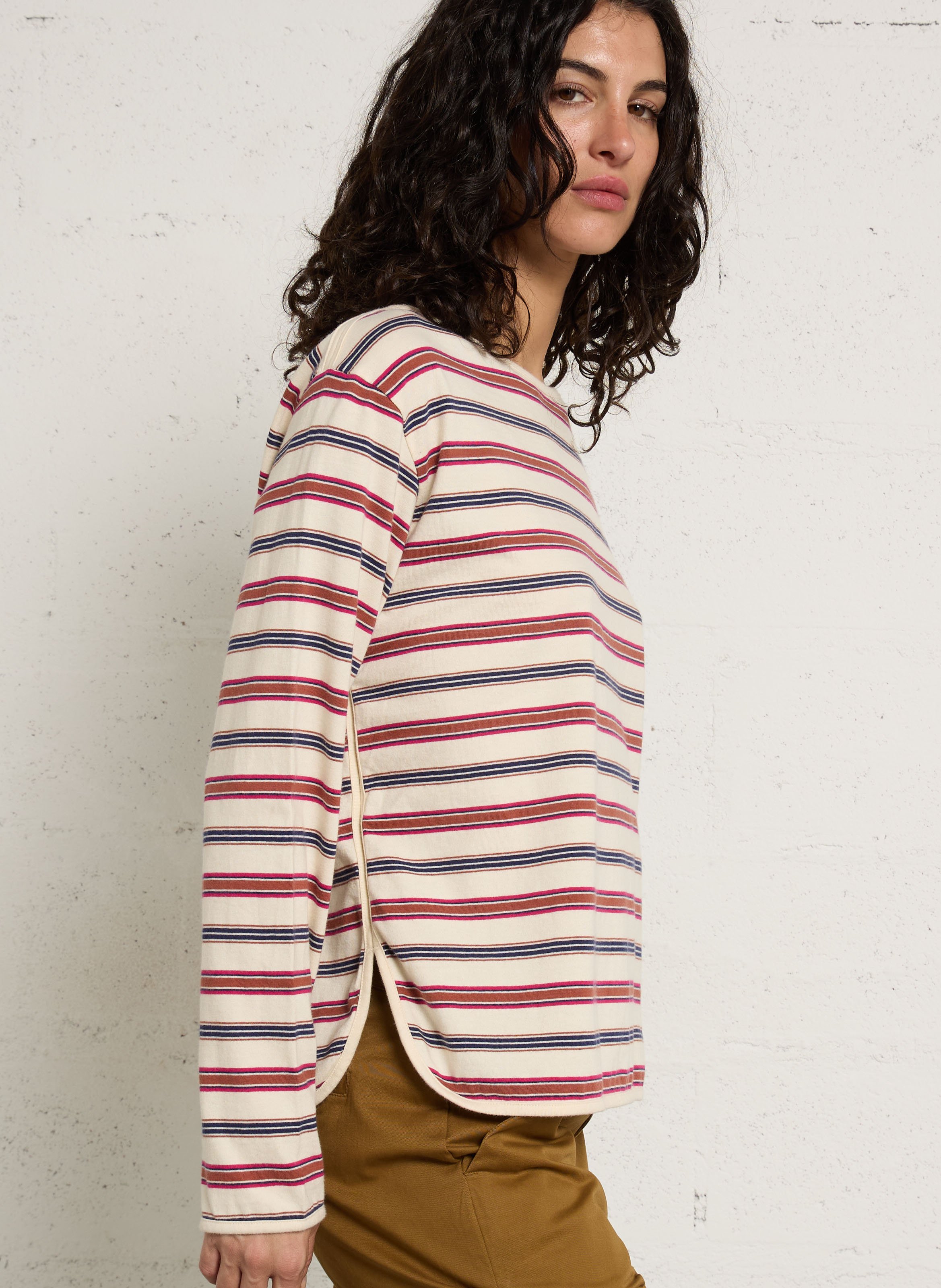 Striped long-sleeved boat-neck T-shirt LEON & HARPER