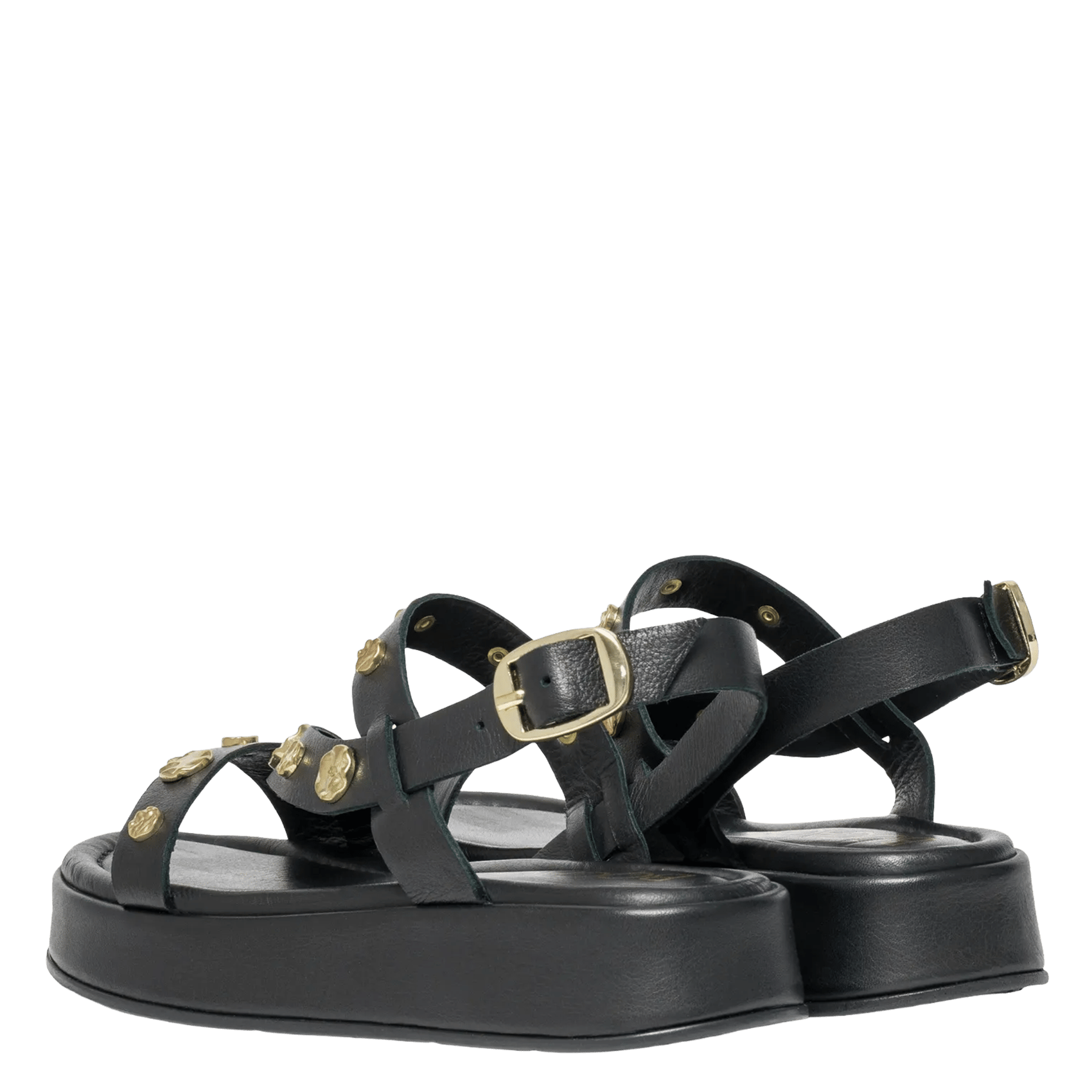 Leren sandalen met plateauzolen BOCAGE Zwart