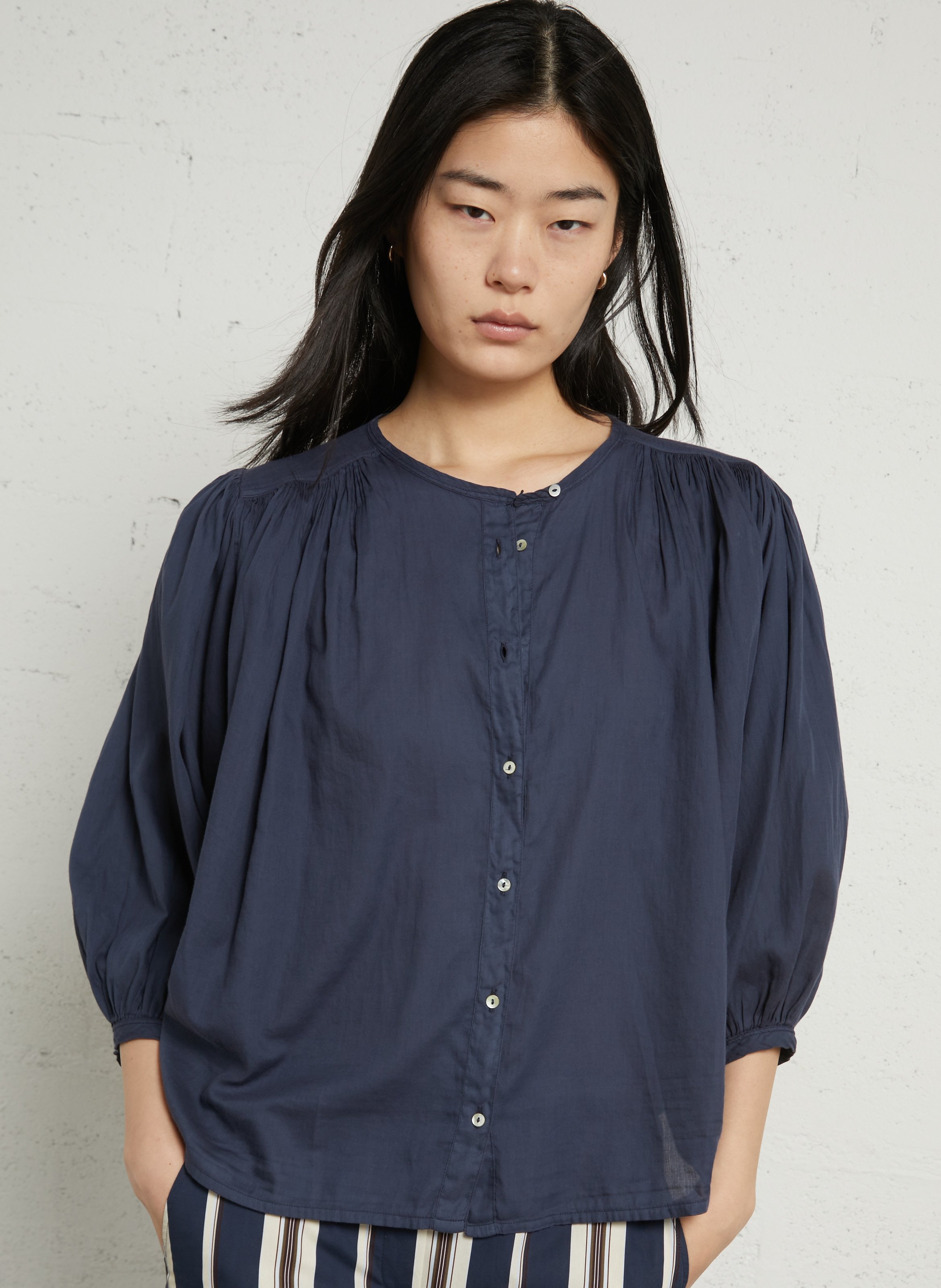 Blouse col rond en cotn  BELLA JONES Bleu