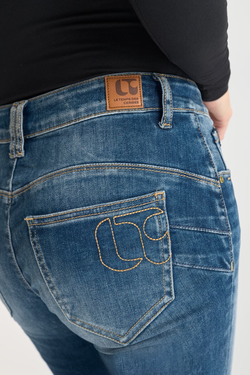 High-waisted straight push-up jeans, length 34 LE TEMPS DES CERISES Blue