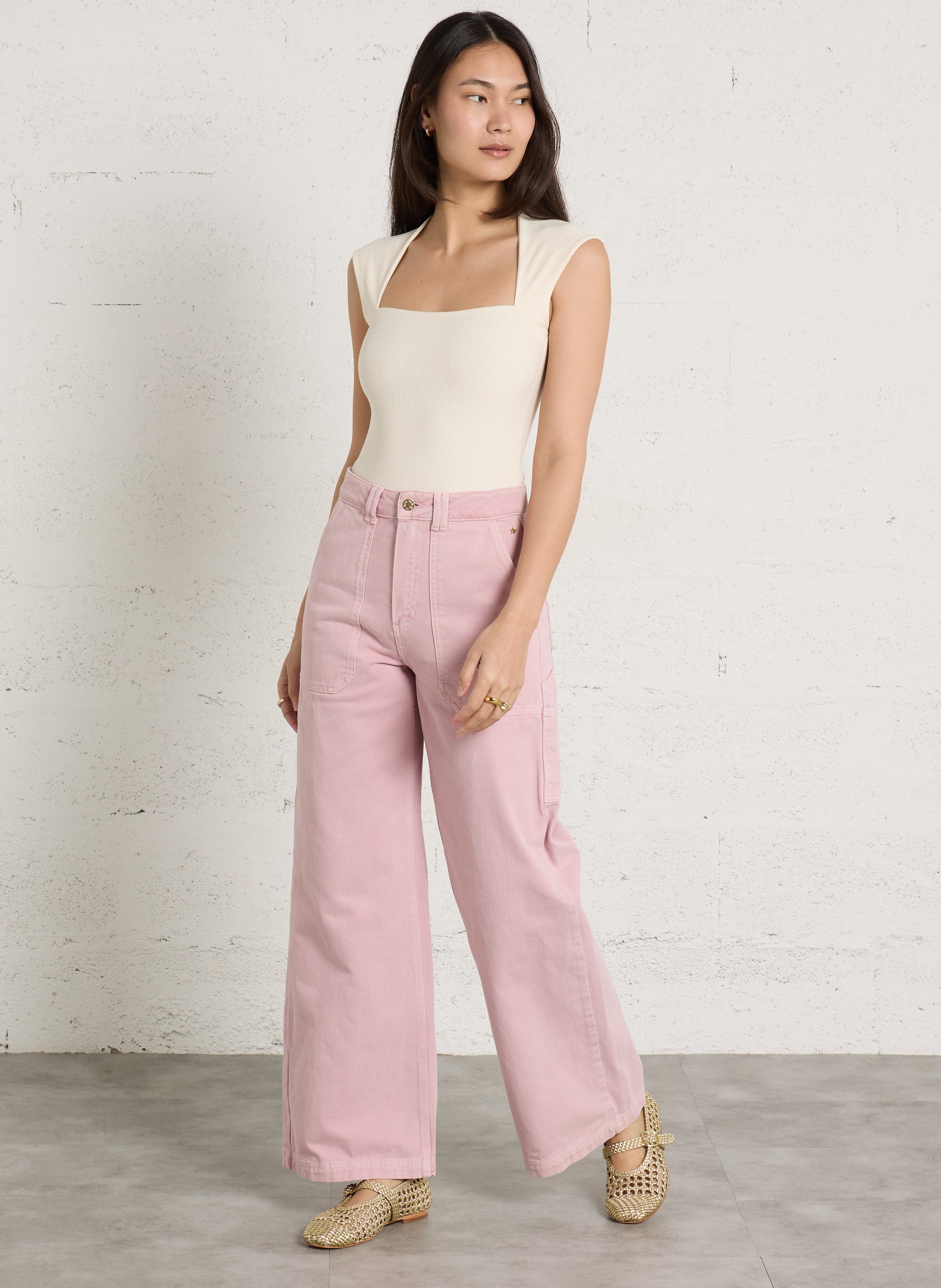 Weit geschnittene Jeans - aus Baumwolle DES PETITS HAUTS Rosa