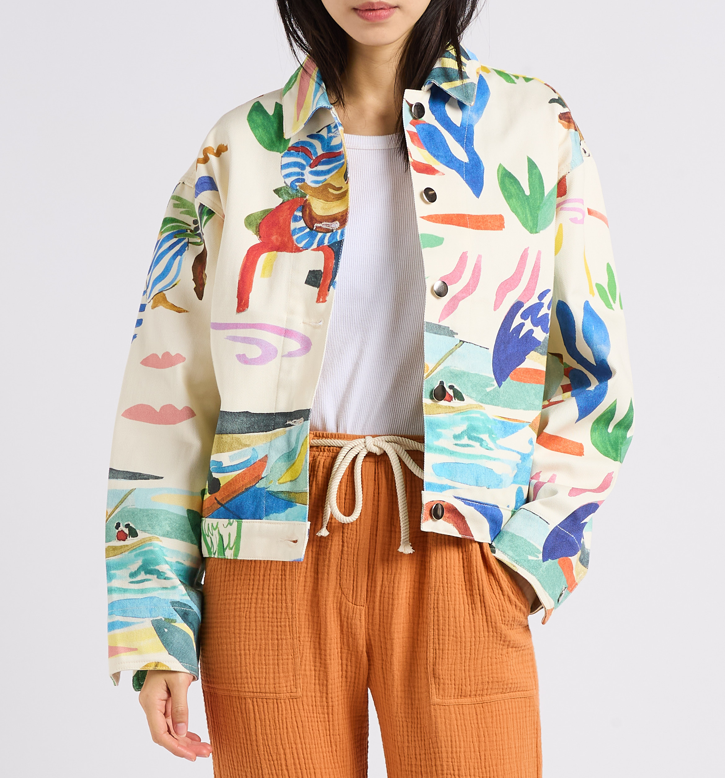 Jeansjacke aus Baumwolle mit Print G.KERO Mehrfarbig